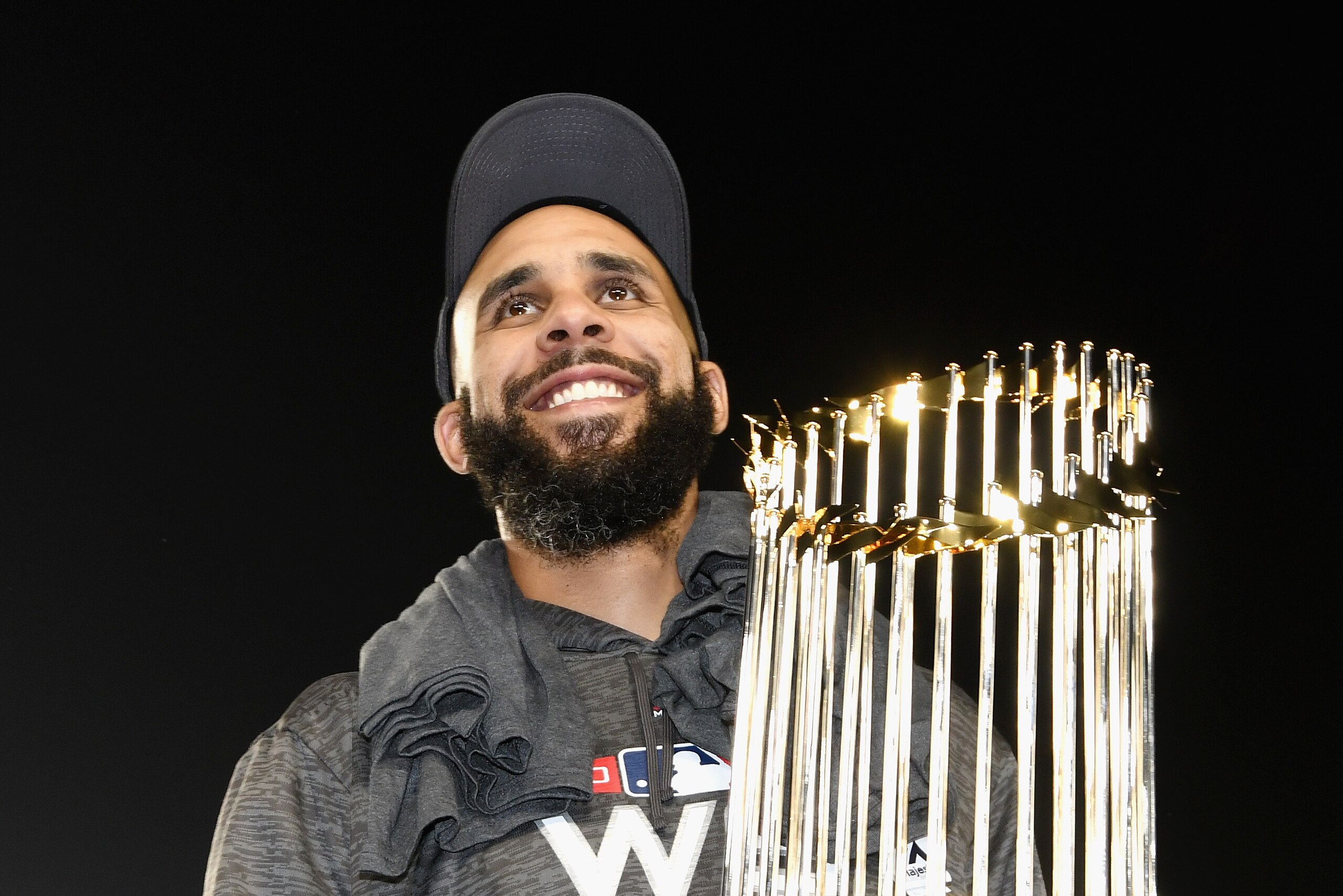 LOS ANGELES, CA - OCTOBER 28:  David Price #24 of the Boston Red Sox celebrates with the World Series trophy after his team's 5-1 win over the Los Angeles Dodgers in Game Five to win the 2018 World Series at Dodger Stadium on October 28, 2018 in Los Angel