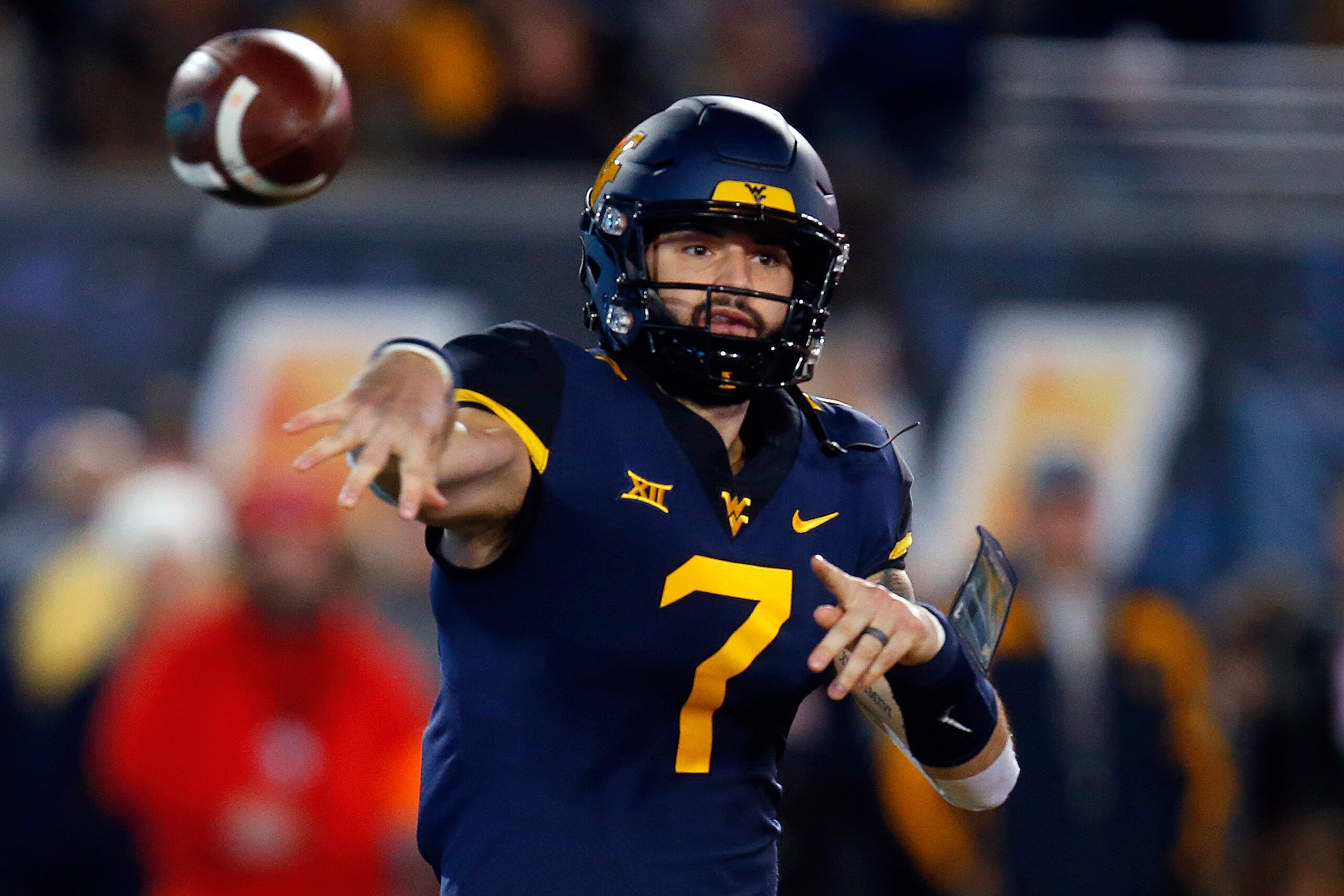 MORGANTOWN, WV - OCTOBER 25: Will Grier #7 of the West Virginia Mountaineers passes against the Baylor Bears at Mountaineer Field on October 25, 2018 in Morgantown, West Virginia. (Photo by Justin K. Aller/Getty Images) MORGANTOWN, WV - OCTOBER 25: Will Grier #7 of the West Virginia Mountaineers passes against the Baylor Bears at Mountaineer Field on October 25, 2018 in Morgantown, West Virginia. (Photo by Justin K. Aller/Getty Images)