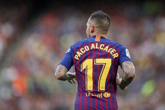 Paco Alcacer of FC Barcelona during the Trofeu Joan Gamper match between FC Barcelona and Boca Juniors at the Camp Nou stadium on August 15, 2018 in Barcelona, Spain(Photo by VI Images via Getty Images)