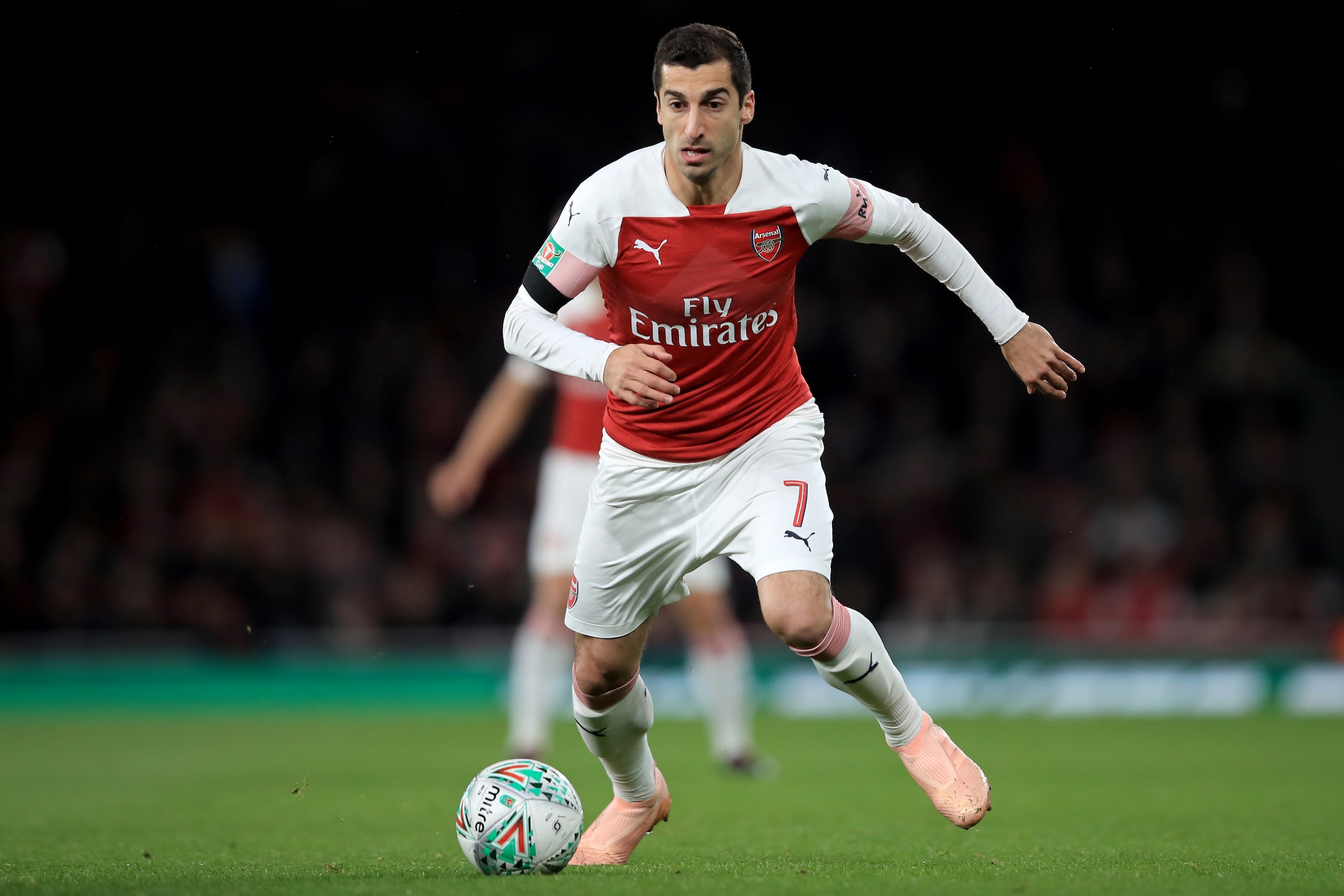 LONDON, ENGLAND - OCTOBER 31: Henrikh Mkhitaryan of Arsenal during the Carabao Cup Fourth Round match between Arsenal and Blackpool at Emirates Stadium on October 31, 2018 in London, England. (Photo by Marc Atkins/Getty Images)