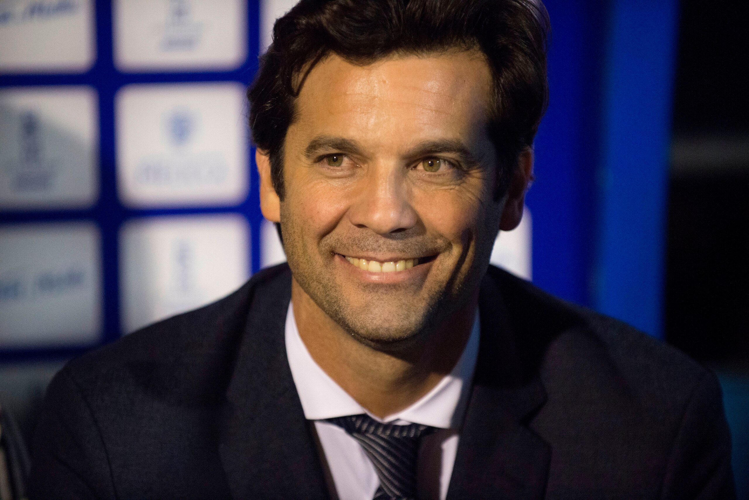 Real Madrid's Argentinian coach Santiago Solari smiles before the Spanish King's Cup (Copa del Rey) football match between UD Melilla and Real Madrid CF at the Alvarez Claro municipal stadium in the autonomous city of Melilla on October 31, 2018. (Photo b