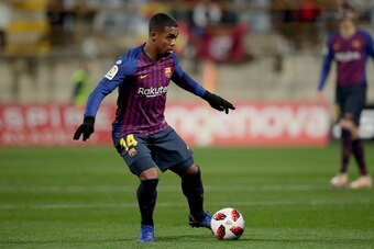 LEON, SPAIN - OCTOBER 31: Malcom of FC Barcelona during the Spanish Copa del Rey  match between Cultural Leonesa v FC Barcelona at the Estadio Municipal Reino de León on October 31, 2018 in Leon Spain (Photo by David S. Bustamante/Soccrates/Getty Images)