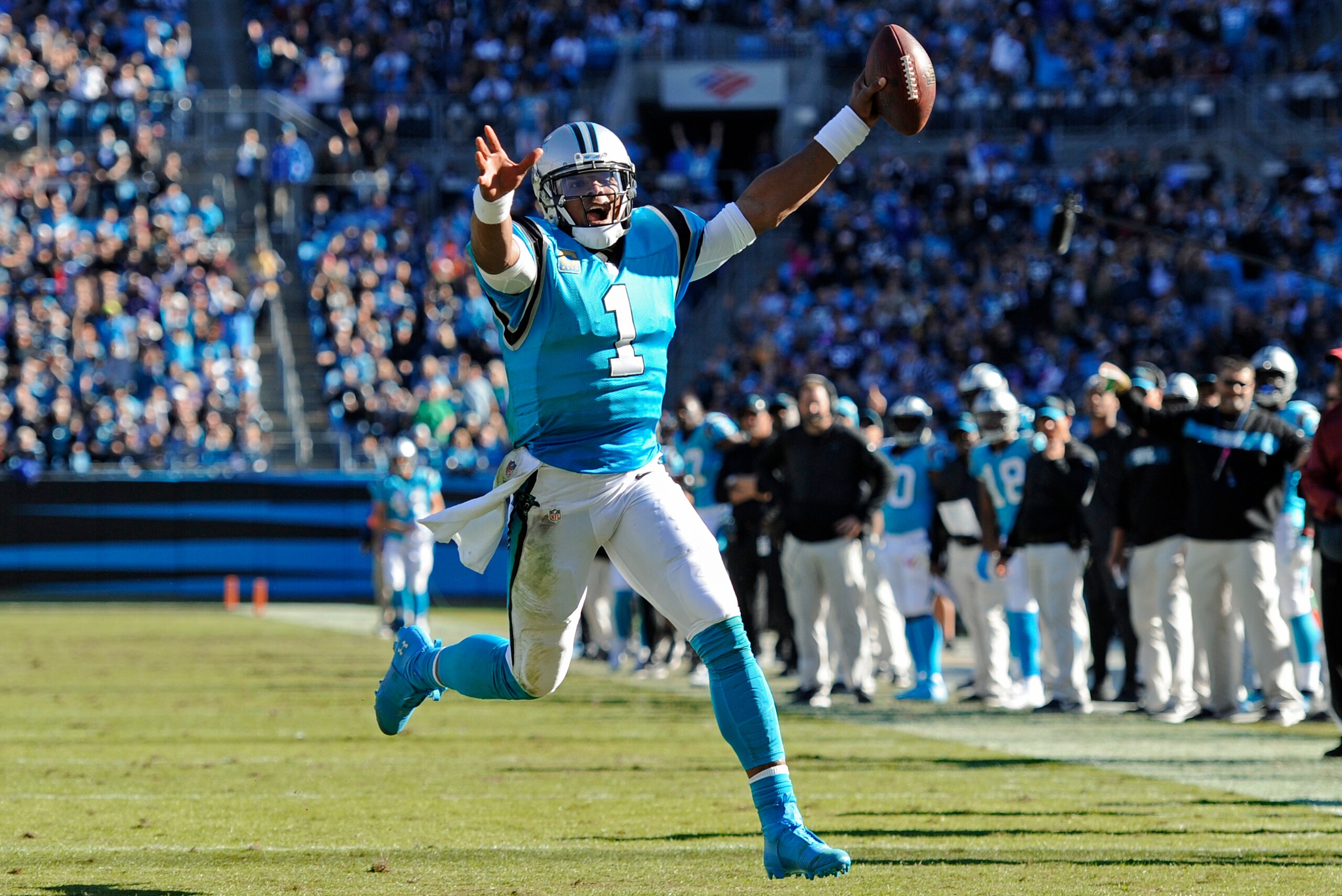 Cam Newton has thrown for 13 TDs and run for another four to help the Panthers to a 5-2 start.