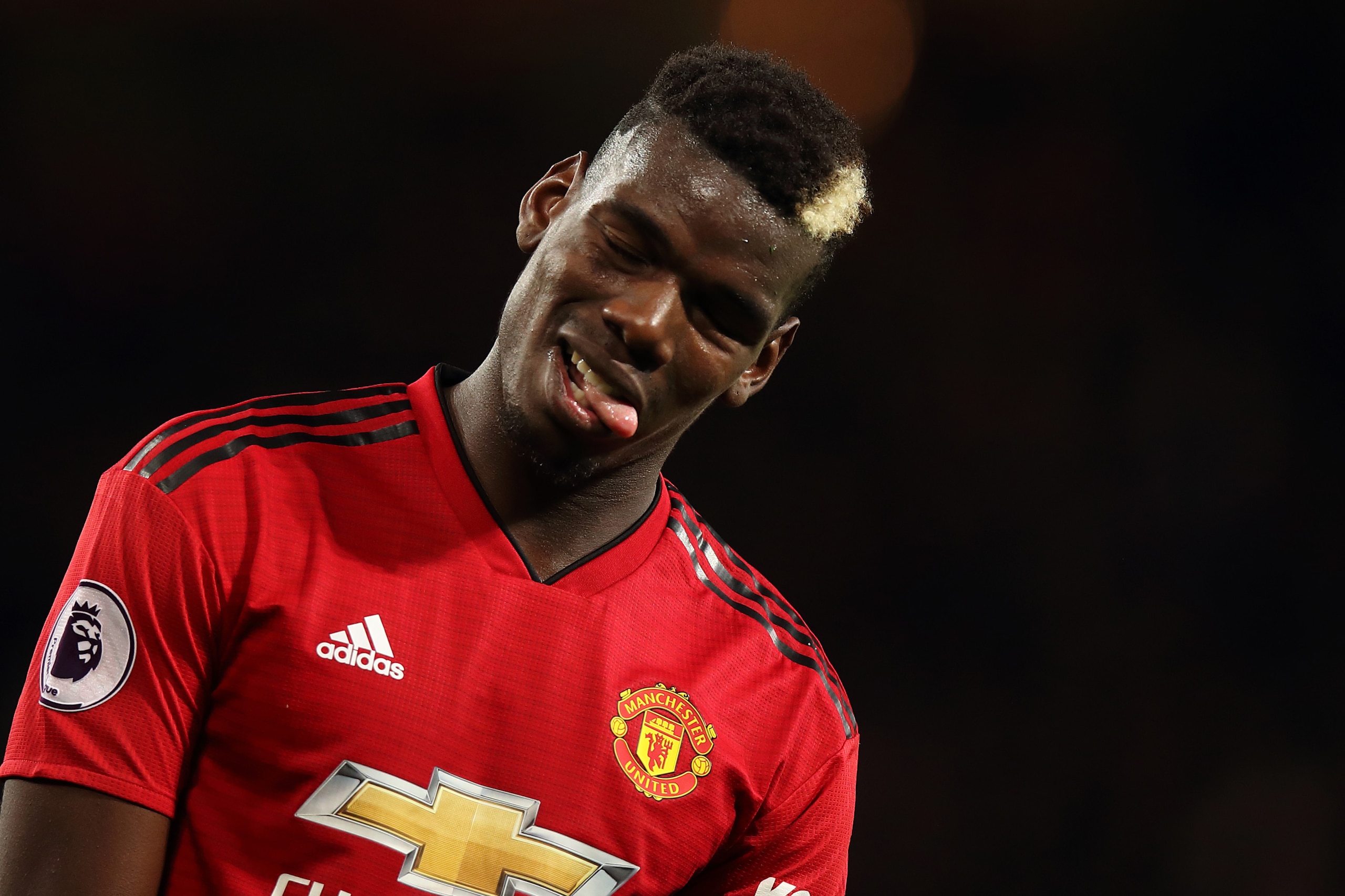 MANCHESTER, ENGLAND - OCTOBER 28: Paul Pogba of Manchester United during the Premier League match between Manchester United and Everton FC at Old Trafford on October 28, 2018 in Manchester, United Kingdom. (Photo by Matthew Ashton - AMA/Getty Images)