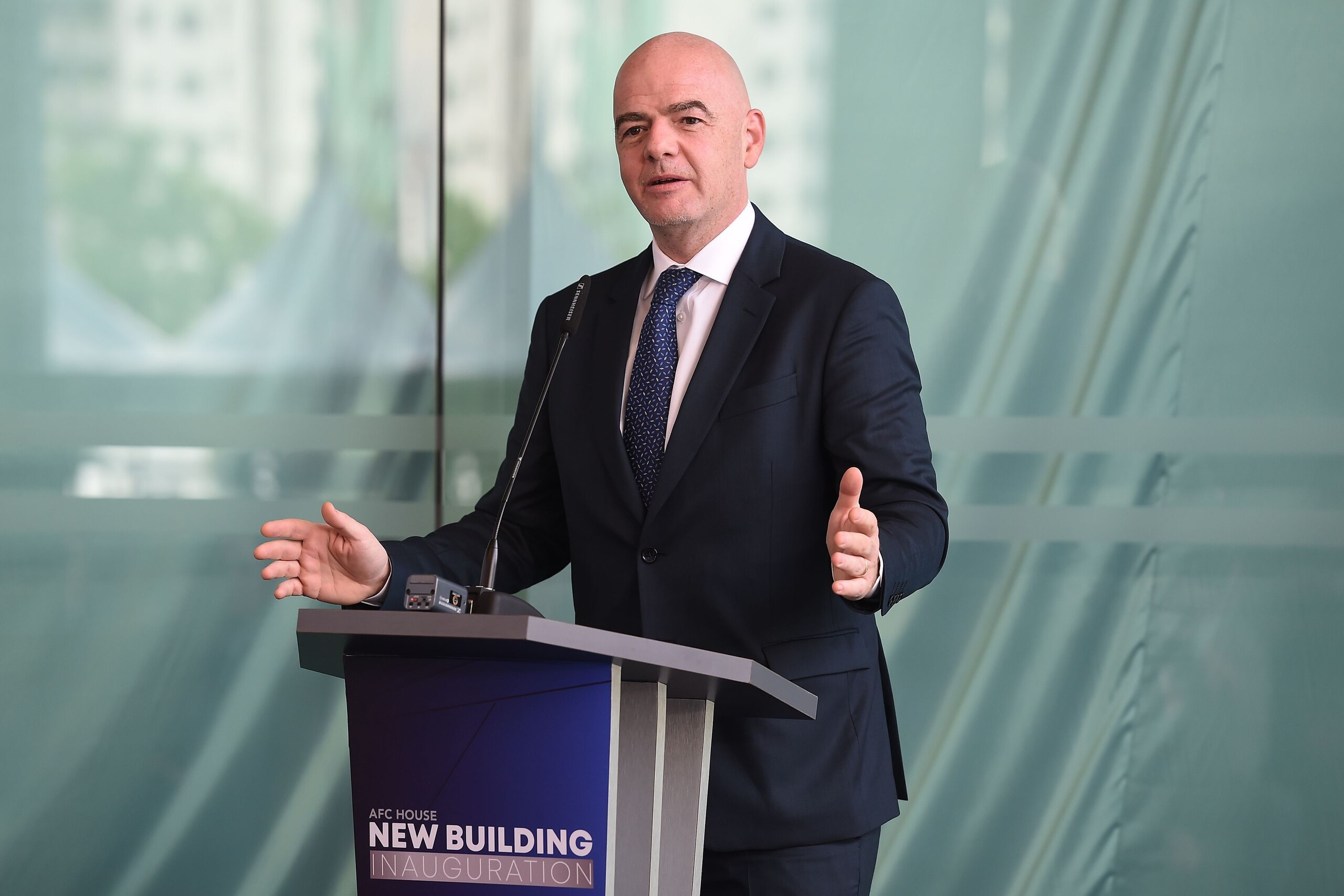 FIFA president Gianni Infantino speaks during the inauguration of the Asian Football Confederation (AFC) new headquarters in Kuala Lumpur on October 30, 2018. (Photo by Mohd RASFAN / AFP)        (Photo credit should read MOHD RASFAN/AFP/Getty Images)