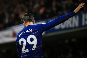 LONDON, ENGLAND - NOVEMBER 04: Alvaro Morata of Chelsea during the Premier League match between Chelsea FC and Crystal Palace at Stamford Bridge on November 4, 2018 in London, United Kingdom. (Photo by Marc Atkins/Getty Images)