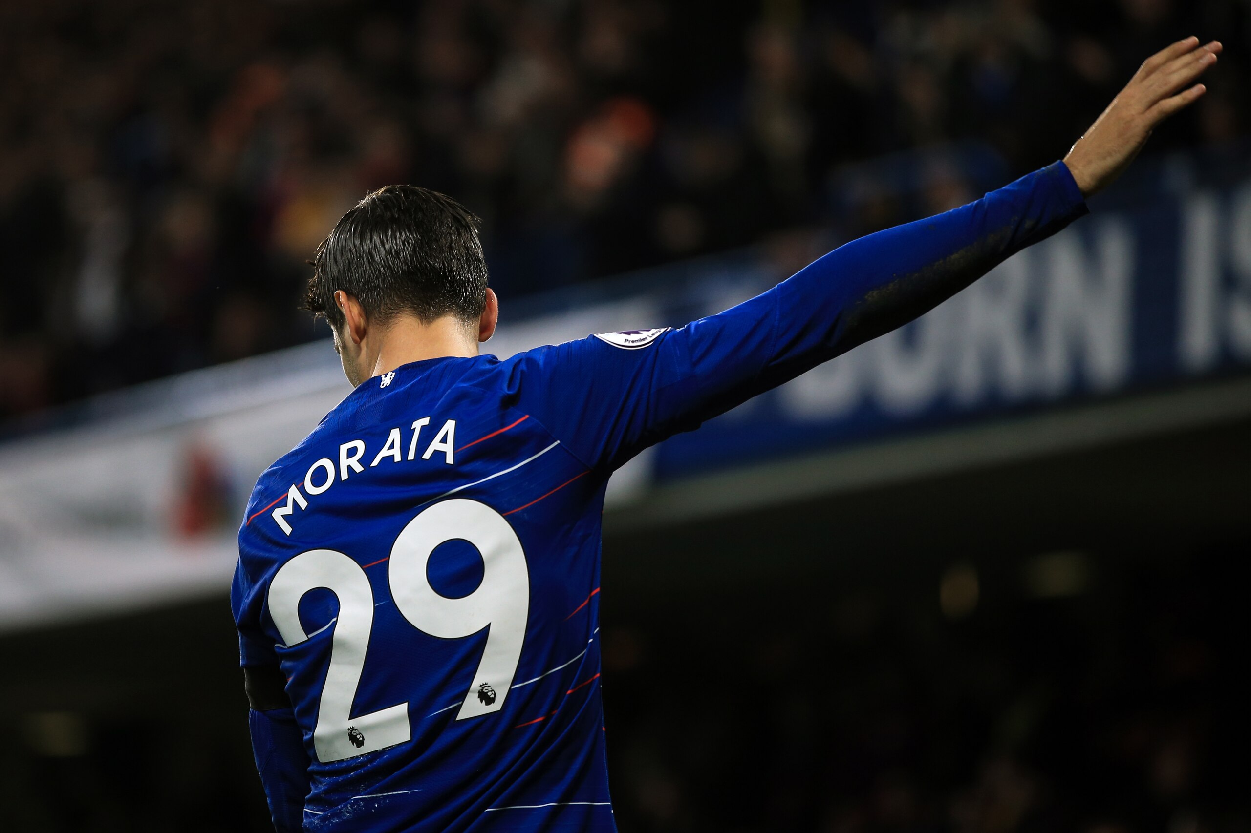 LONDON, ENGLAND - NOVEMBER 04: Alvaro Morata of Chelsea during the Premier League match between Chelsea FC and Crystal Palace at Stamford Bridge on November 4, 2018 in London, United Kingdom. (Photo by Marc Atkins/Getty Images)