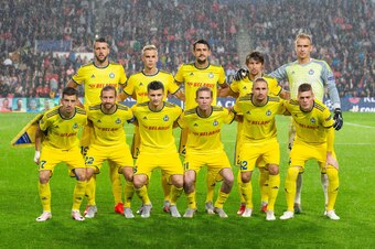 (top row L-R) Nemanja Milunovic of BATE Borisov, Jasse Tuominen of BATE Borisov, Yegor Filipenko of BATE Borisov, Dmitri Baga of BATE Borisov, Denis Scherbitsk of BATE Borisov 
(bottom row L-R) Aleksei Rios of BATE Borisov, Igor Stasevich of BATE Borisov,