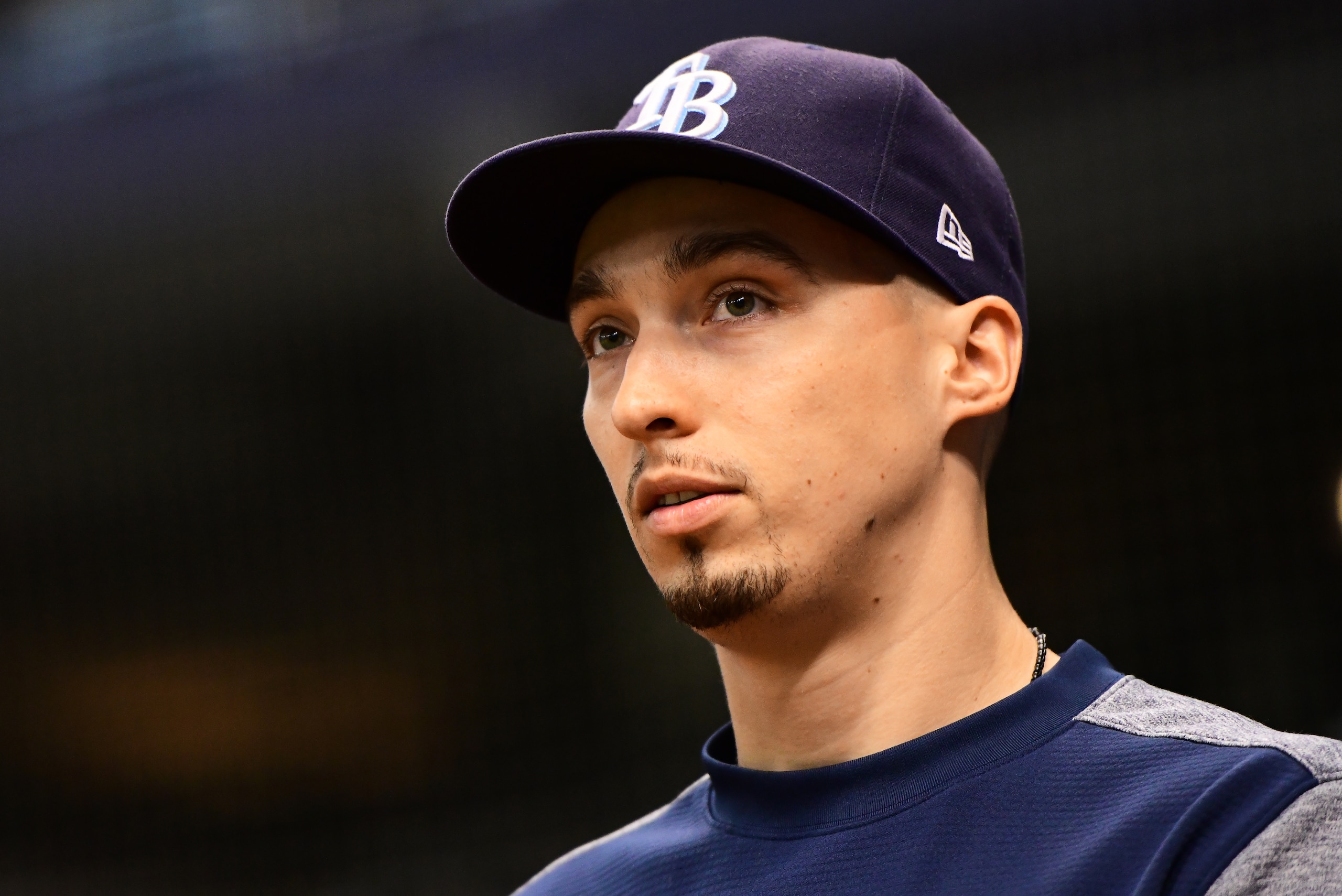 ST PETERSBURG, FL - SEPTEMBER 28: Blake Snell #4 of the Tampa Bay Rays gets ready to accept a Tampa General Hospital Player of the Year award prior to a game against the Toronto Blue Jays on September 28, 2018 at Tropicana Field in St Petersburg, Florida. ST PETERSBURG, FL - SEPTEMBER 28: Blake Snell #4 of the Tampa Bay Rays gets ready to accept a Tampa General Hospital Player of the Year award prior to a game against the Toronto Blue Jays on September 28, 2018 at Tropicana Field in St Petersburg, Florida.