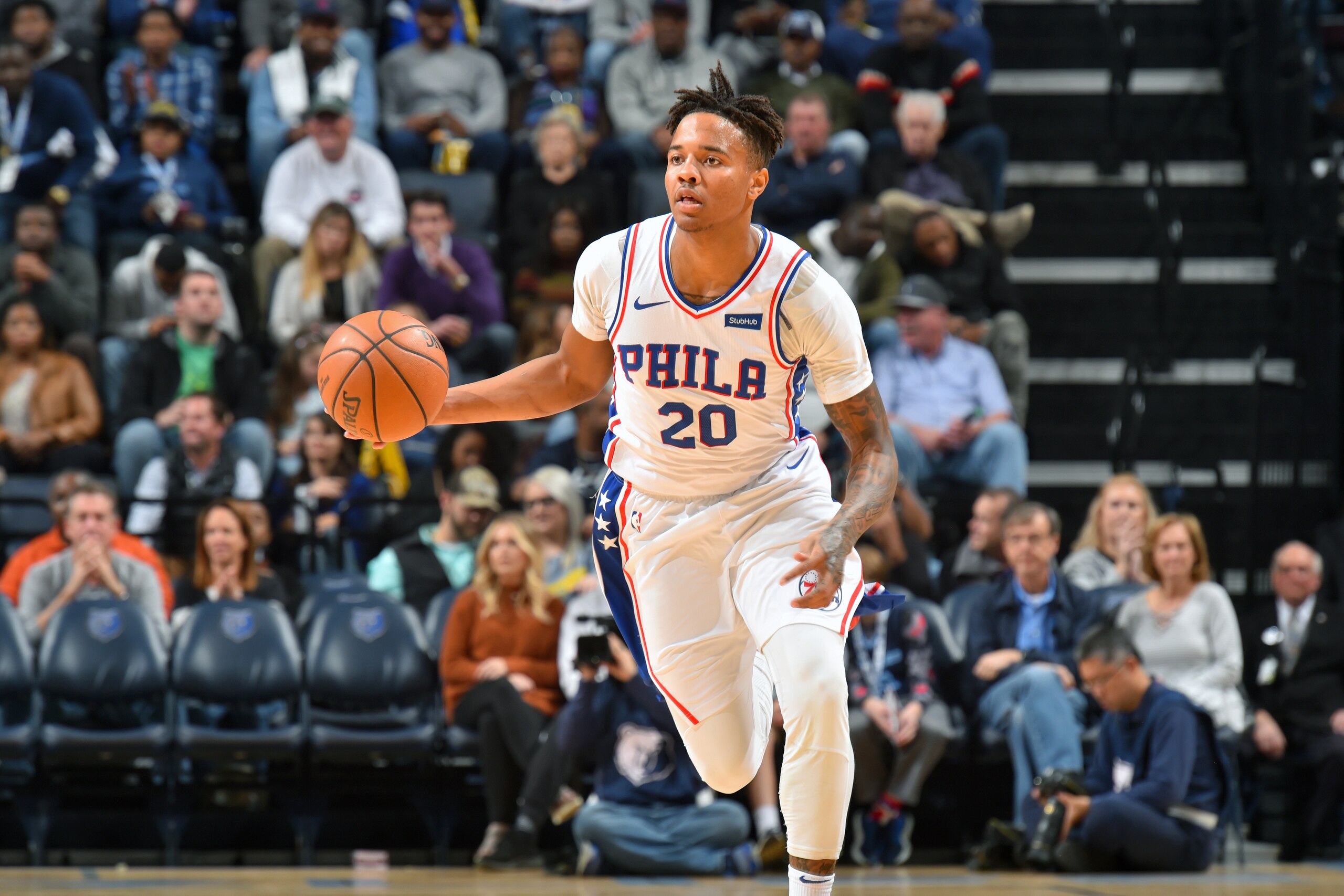 MEMPHIS, TN - NOVEMBER 10: Markelle Fultz #20 of the Philadelphia 76ers handles the ball against the Memphis Grizzlies on November 10, 2018 at FedExForum in Memphis, Tennessee. NOTE TO USER: User expressly acknowledges and agrees that, by downloading and/ MEMPHIS, TN - NOVEMBER 10: Markelle Fultz #20 of the Philadelphia 76ers handles the ball against the Memphis Grizzlies on November 10, 2018 at FedExForum in Memphis, Tennessee. NOTE TO USER: User expressly acknowledges and agrees that, by downloading and/