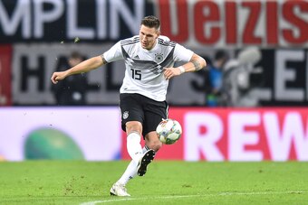 LEIPZIG, GERMANY - NOVEMBER 15: Niklas Sule of Germany takes a shot on goal during International Friendly match between Germany and Russia at Red Bull Arena on November 15, 2018 in Leipzig, Germany. (Photo by Lukasz Laskowski/PressFocus/MB Media/Getty Ima