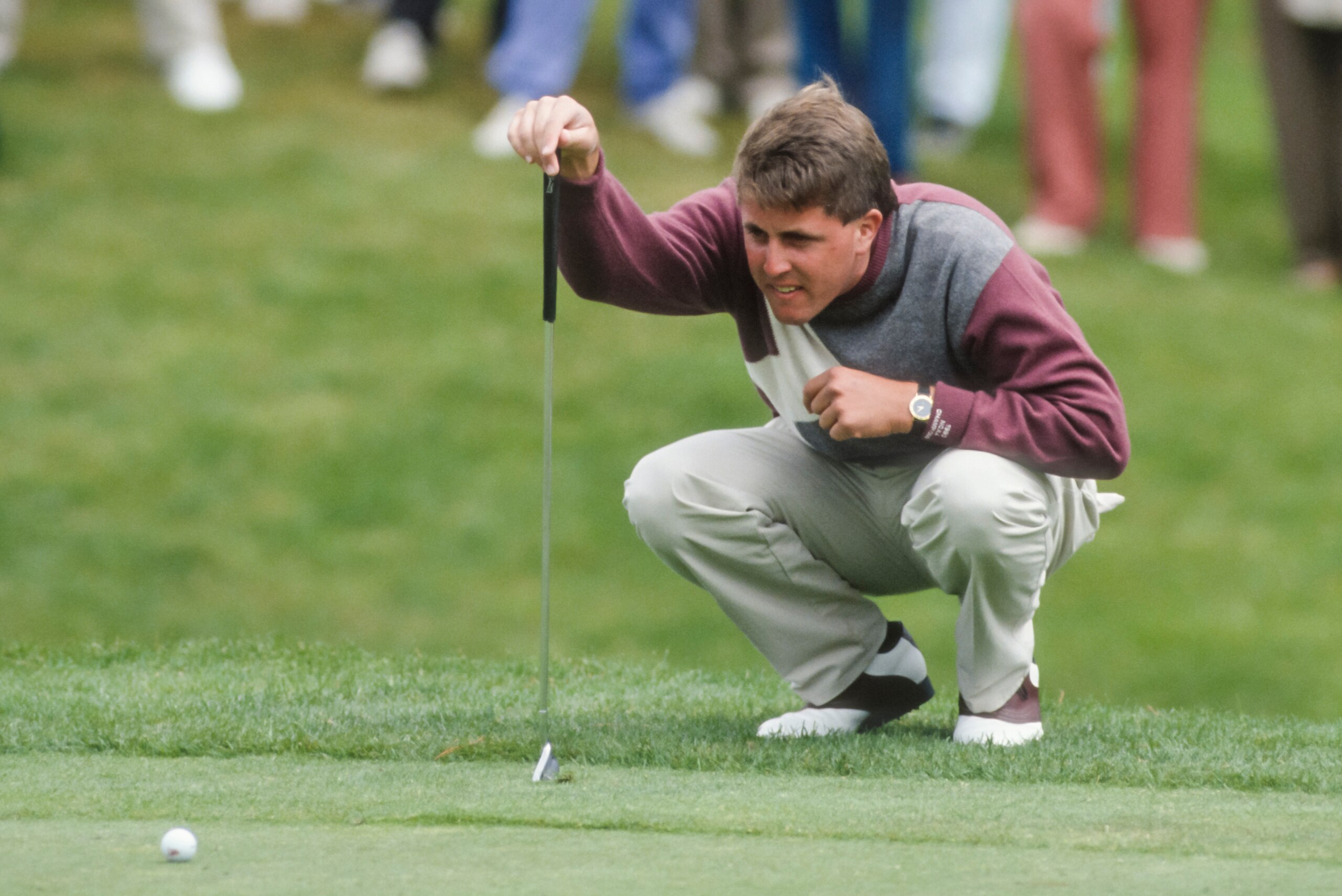 PEBBLE BEACH, CA - JUNE 8: Phil Mickelson of Arizona State University competes in the 1991 NCAA Golf Championship on June 8, 1991 at Poppy Hills Golf Course in Pebble Beach, California. Mickelson was the NCAA Champion in 1989, 1990, and 1992 and placed PEBBLE BEACH, CA - JUNE 8: Phil Mickelson of Arizona State University competes in the 1991 NCAA Golf Championship on June 8, 1991 at Poppy Hills Golf Course in Pebble Beach, California. Mickelson was the NCAA Champion in 1989, 1990, and 1992 and placed