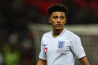 LONDON, ENGLAND - NOVEMBER 15: Jadon Sancho of England during the International Friendly match between England and United States at Wembley Stadium on November 15, 2018 in London, United Kingdom. (Photo by Robbie Jay Barratt - AMA/Getty Images)