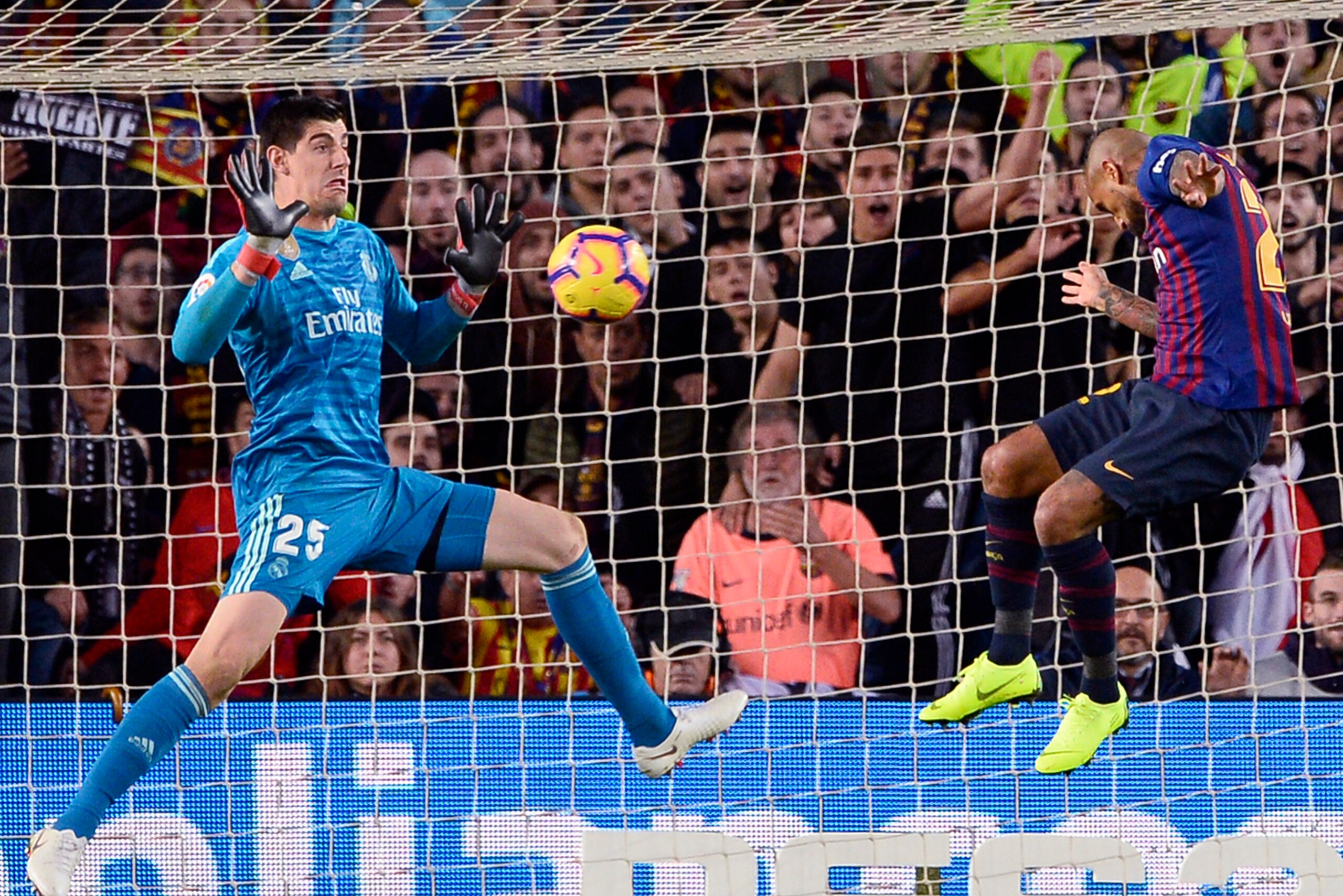 Barcelona's Chilean midfielder Arturo Vidal scores Barcelona's fifth goal during the Spanish league football match between FC Barcelona and Real Madrid CF at the Camp Nou stadium in Barcelona on October 28, 2018. (Photo by Josep LAGO / AFP) (Photo Barcelona's Chilean midfielder Arturo Vidal scores Barcelona's fifth goal during the Spanish league football match between FC Barcelona and Real Madrid CF at the Camp Nou stadium in Barcelona on October 28, 2018. (Photo by Josep LAGO / AFP) (Photo