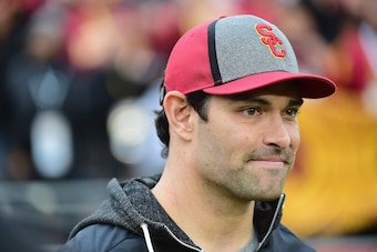 PASADENA, CA - JANUARY 02:  Quarterback Mark Sanchez #6 of the Dallas Cowboys attends the 2017 Rose Bowl Game presented by Northwestern Mutual between the USC Trojans and the Penn State Nittany Lions at the Rose Bowl on January 2, 2017 in Pasadena, Califo