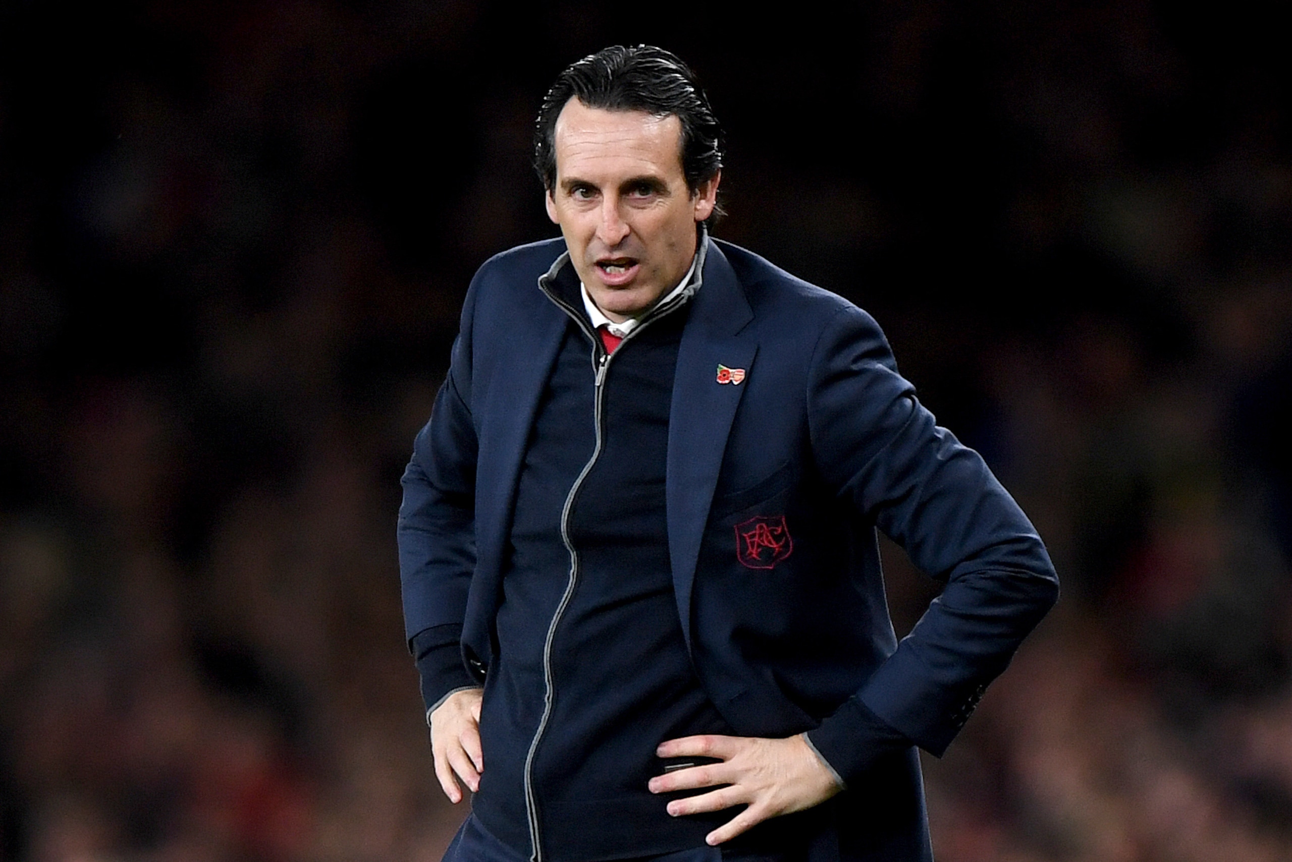 LONDON, ENGLAND - NOVEMBER 11: Unai Emery the head coach / manager of Arsenal during the Premier League match between Arsenal FC and Wolverhampton Wanderers at Emirates Stadium on November 11, 2018 in London, United Kingdom. (Photo by Sam Bagnall - AMA/Ge LONDON, ENGLAND - NOVEMBER 11: Unai Emery the head coach / manager of Arsenal during the Premier League match between Arsenal FC and Wolverhampton Wanderers at Emirates Stadium on November 11, 2018 in London, United Kingdom. (Photo by Sam Bagnall - AMA/Ge