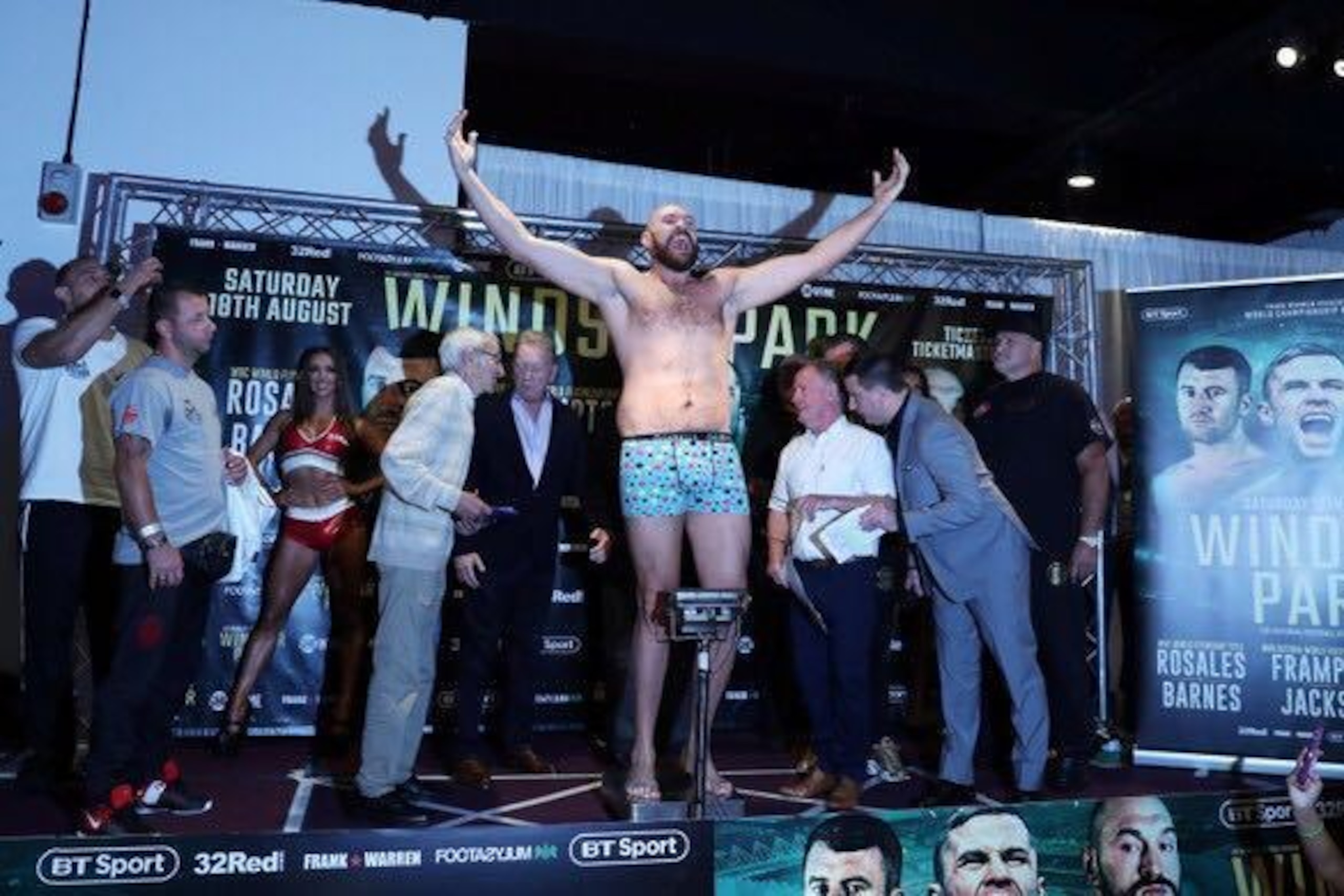 Fury relishing the spotlight at a weigh-in.