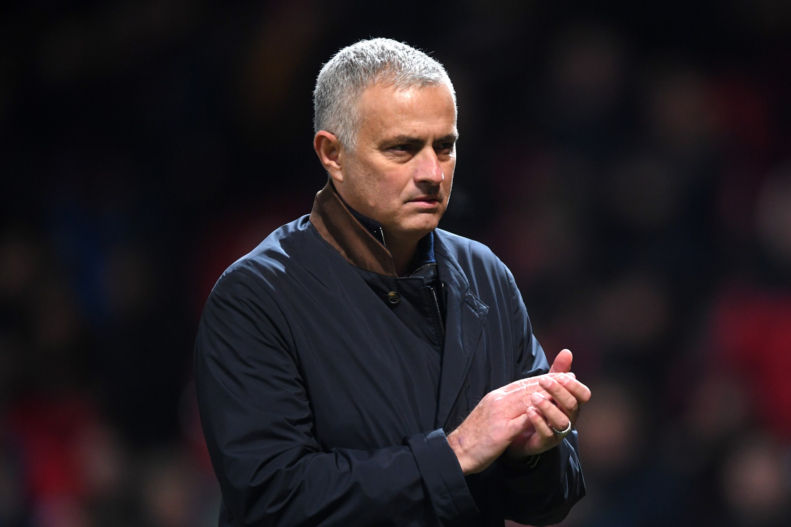 MANCHESTER, ENGLAND - NOVEMBER 27:  Jose Mourinho, Manager of Manchester United applauds the crowd after the UEFA Champions League Group H match between Manchester United and BSC Young Boys at Old Trafford on November 27, 2018 in Manchester, United Kingdo