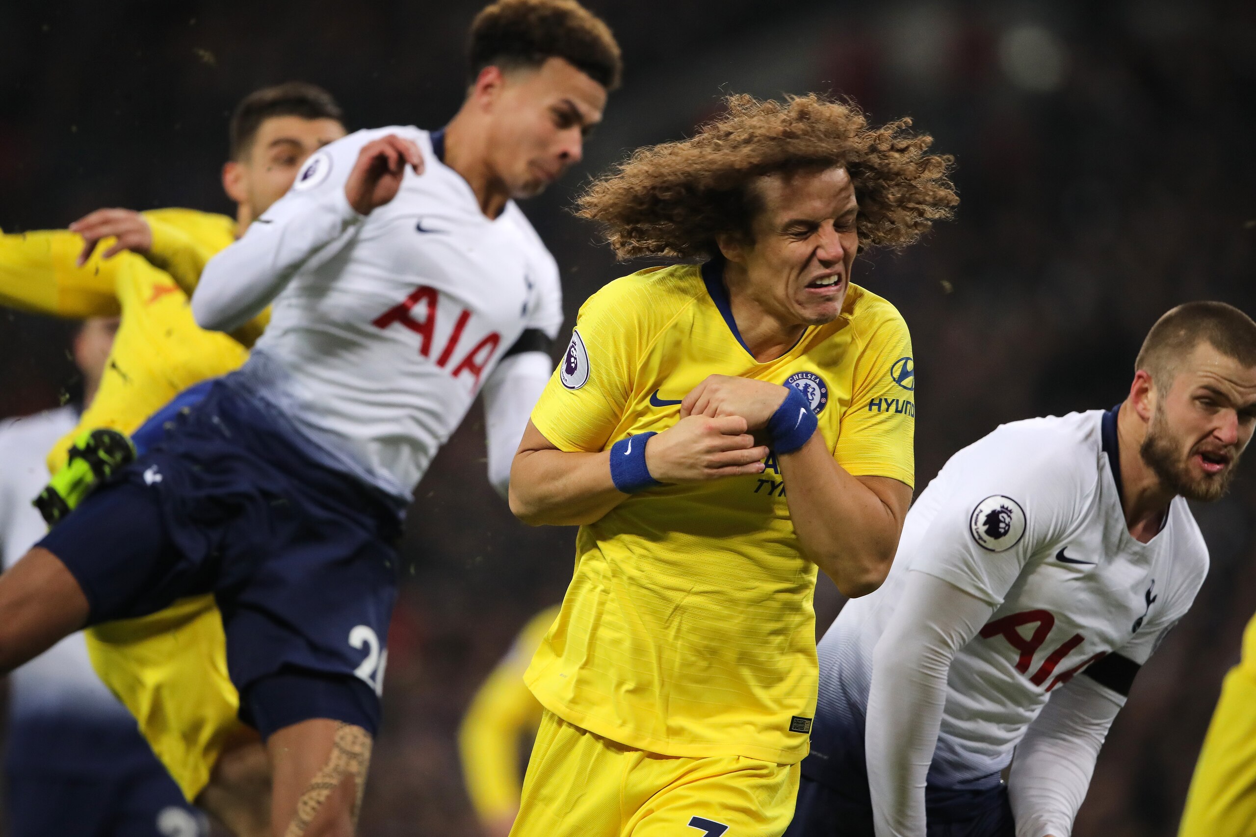 LONDON, ENGLAND - NOVEMBER 24: David Luiz of Chelsea during the Premier League match between Tottenham Hotspur and Chelsea FC at Tottenham Hotspur Stadium on November 24, 2018 in London, United Kingdom. (Photo by Matthew Ashton - AMA/Getty Images)