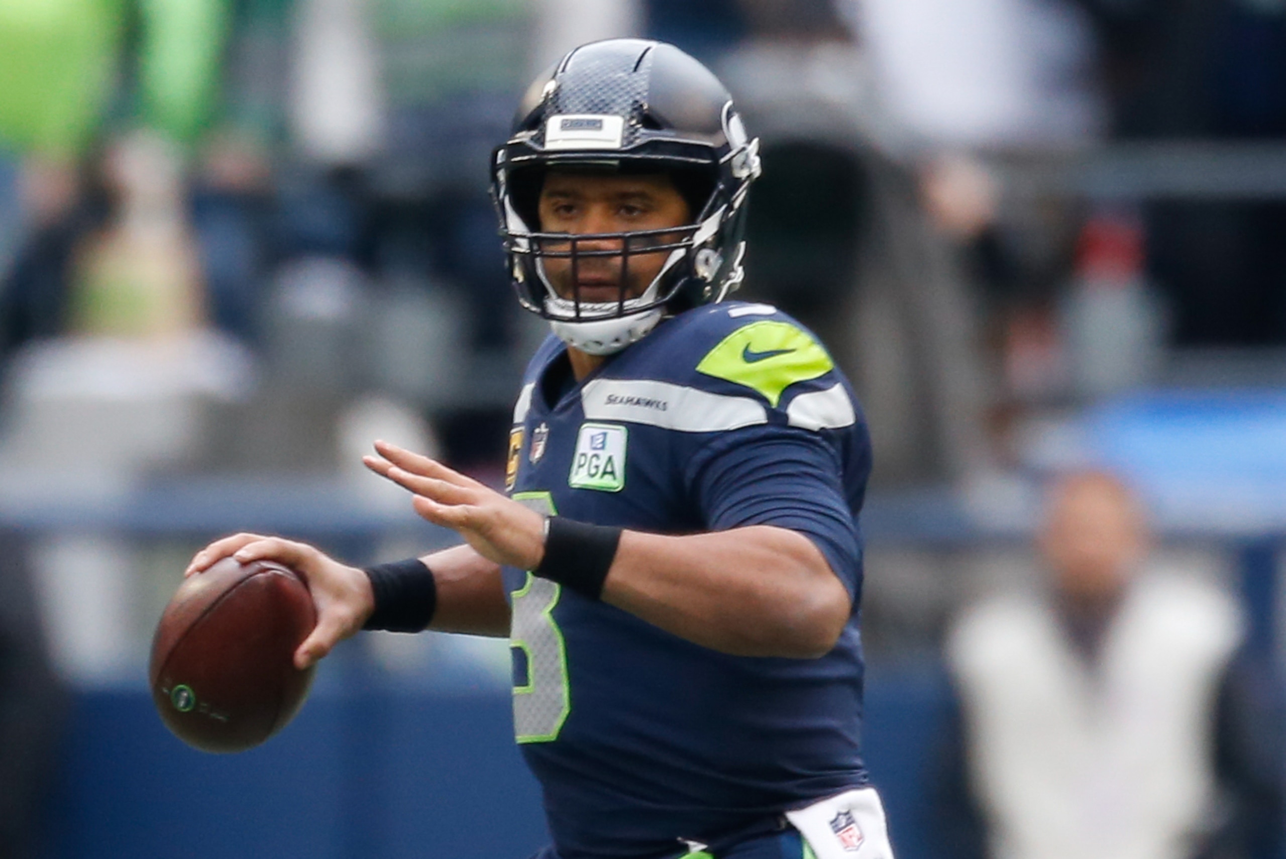SEATTLE, WA - DECEMBER 02: Russell Wilson #3 of the Seattle Seahawks looks to throw in the first half against the San Francisco 49ers at CenturyLink Field on December 2, 2018 in Seattle, Washington. (Photo by Otto Greule Jr/Getty Images) SEATTLE, WA - DECEMBER 02: Russell Wilson #3 of the Seattle Seahawks looks to throw in the first half against the San Francisco 49ers at CenturyLink Field on December 2, 2018 in Seattle, Washington. (Photo by Otto Greule Jr/Getty Images)