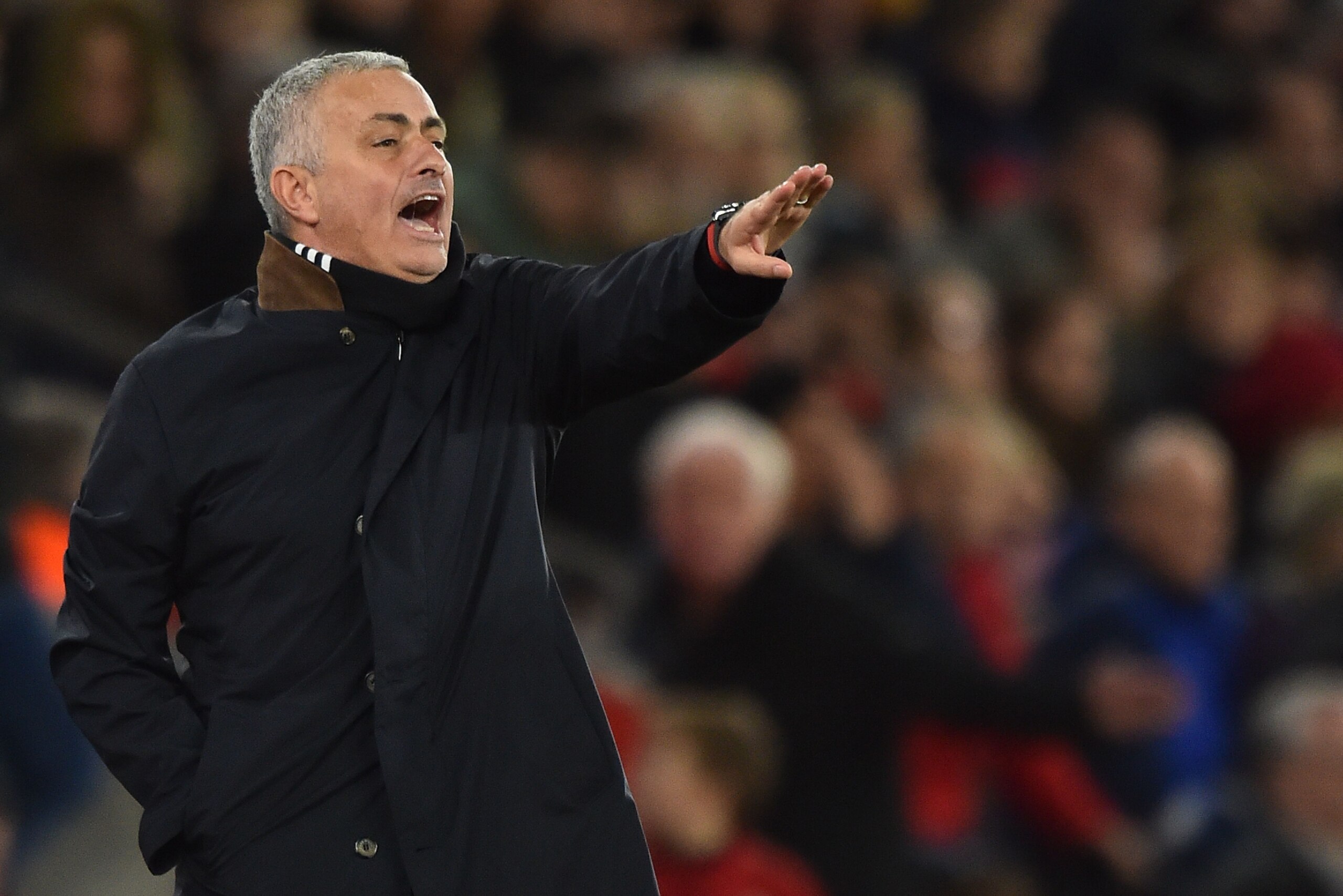 Manchester United's Portuguese manager Jose Mourinho gestures from the touchline during the English Premier League football match between Southampton and Manchester United at St Mary's Stadium in Southampton, southern England on December 1, 2018. (Photo b
