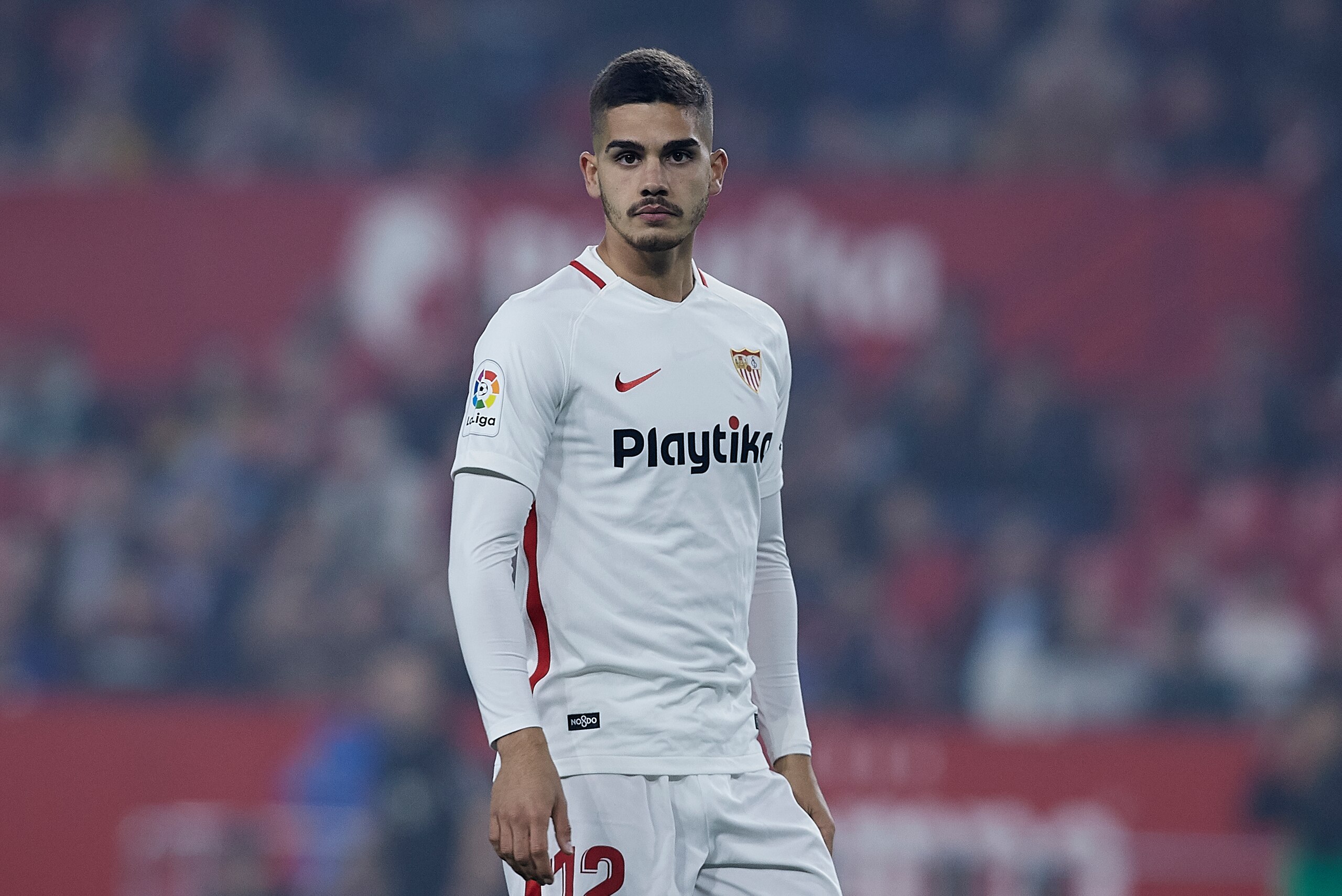 SEVILLE, SPAIN - DECEMBER 05: Andre Silva of Sevilla FC looks on during the Spanish Copa del Rey second leg match between Sevilla FC and CF Villanovense at Estadio Ramon Sanchez Pizjuan on December 05, 2018 in Seville, Spain. (Photo by Quality Sport Image