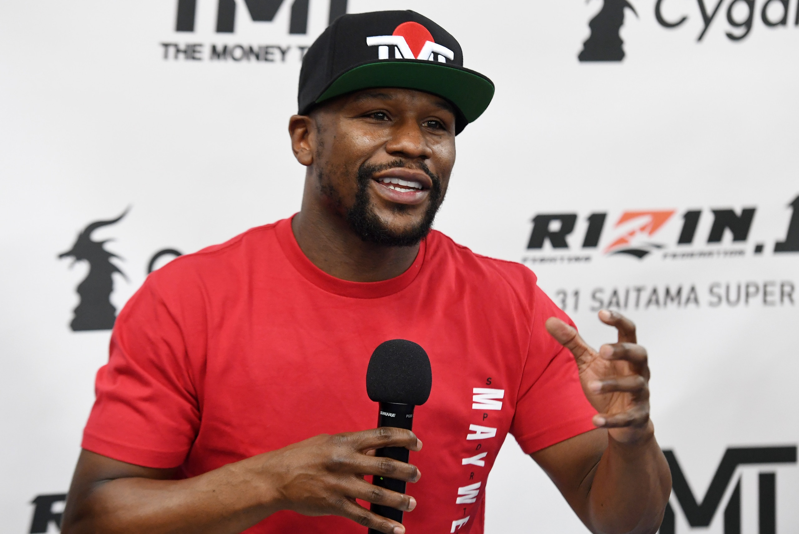 LAS VEGAS, NEVADA - DECEMBER 06:  Floyd Mayweather Jr. speaks during a news conference at the Mayweather Boxing Club on December 6, 2018 in Las Vegas, Nevada. Mayweather will meet Tenshin Nasukawa in a three-round boxing exhibition at Saitama Prefecture S