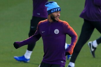 Manchester City's English midfielder Raheem Sterling attends a team training session at City Football Academy in Manchester, north west England on December 11, 2018 on the eve of their UEFA Champions League Group F football match against Hoffenheim. (Phot