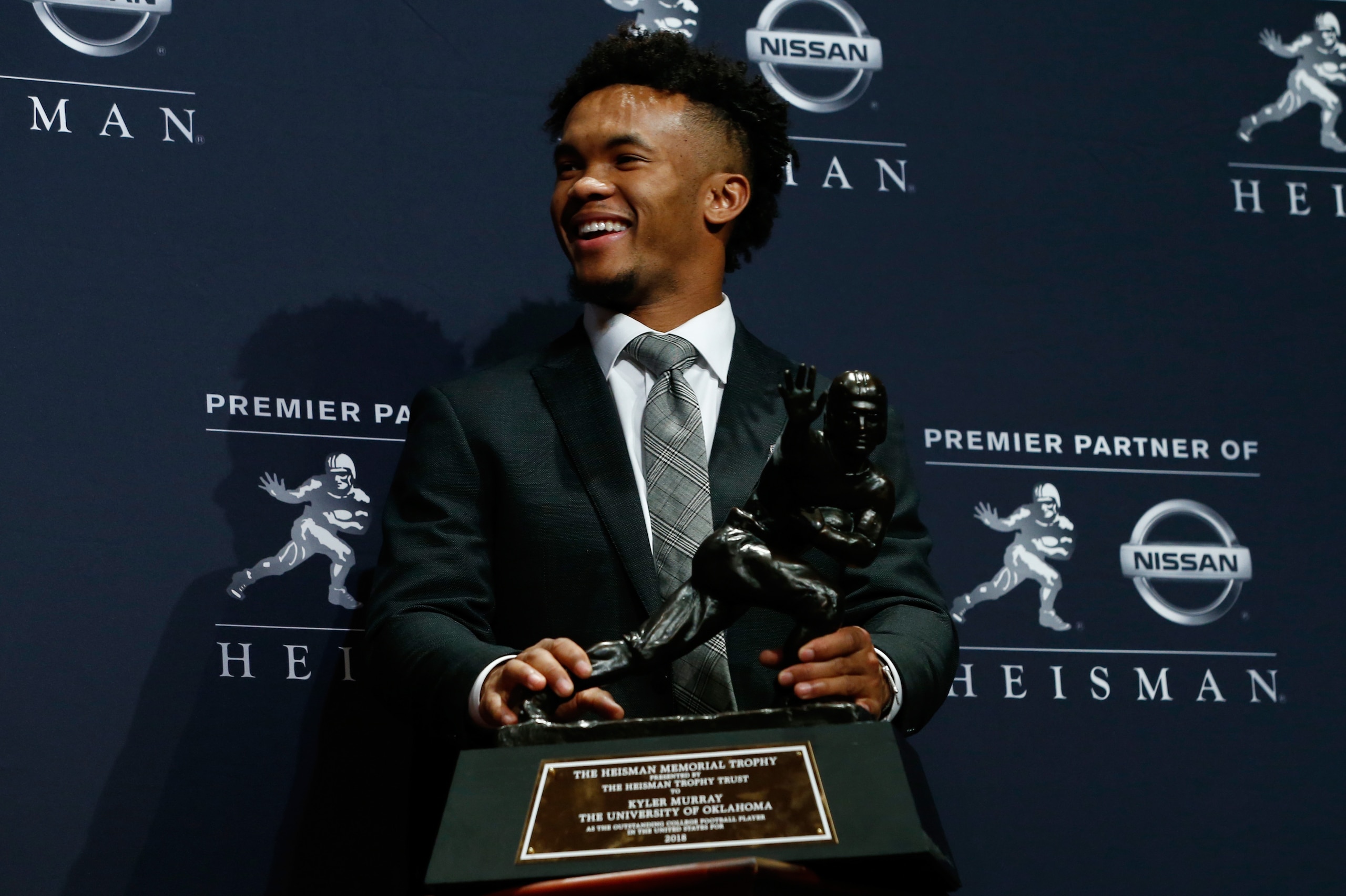 NEW YORK, NY - DECEMBER 08:  Kyler Murray of Oklahoma poses for a photo after winning the 2018 Heisman Trophy on December 8, 2018 in New York City.  (Photo by Mike Stobe/Getty Images)