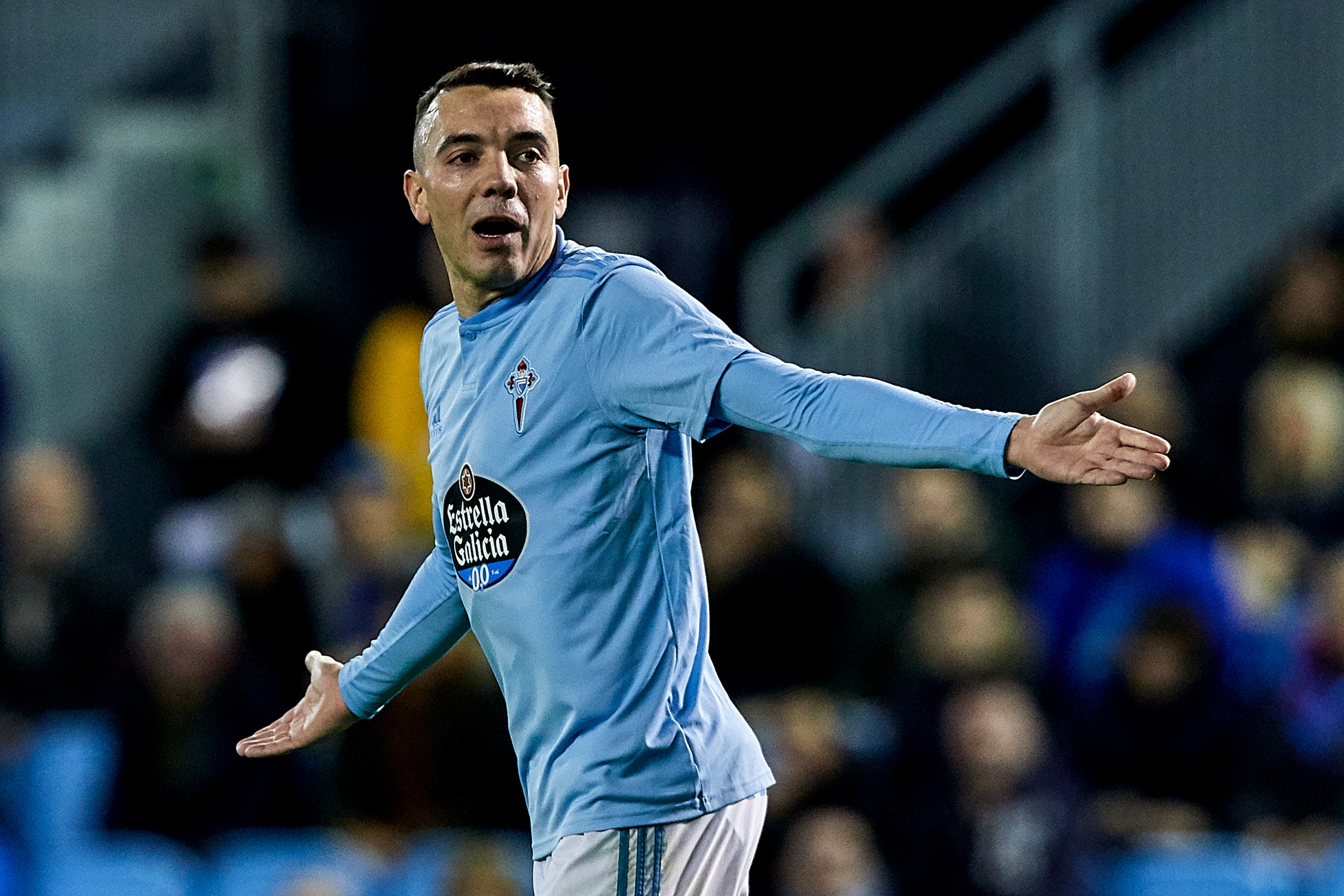 VIGO, SPAIN - DECEMBER 14: Iago Aspas of Celta de Vigo reacts during the La Liga match between RC Celta de Vigo and CD Leganes at Abanca-Balaídos on December 14, 2018 in Vigo, Spain. (Photo by Quality Sport Images/Getty Images)
