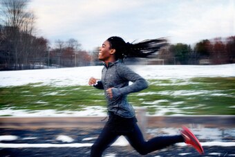 When Andraya is on the track, about to burst out of the blocks, she doesn't hear this noise. Doesn't feel it. She travels somewhere else.
