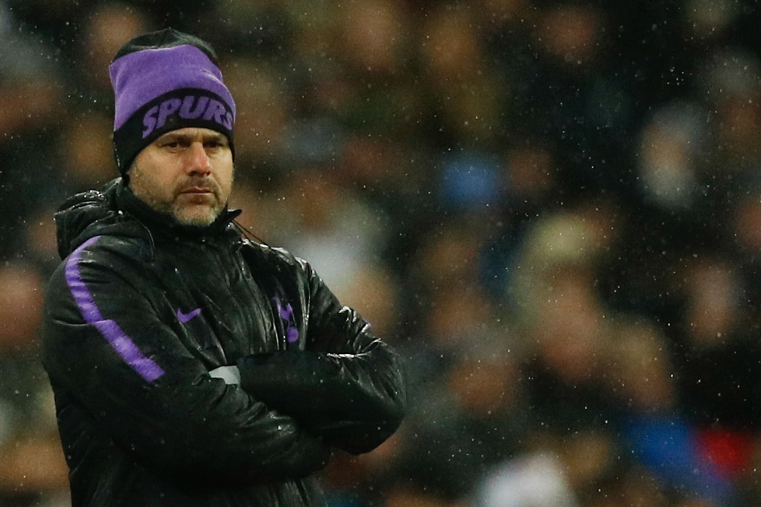 Tottenham Hotspur's Argentinian head coach Mauricio Pochettino looks on during the English Premier League football match between Tottenham Hotspur and Burnley at Wembley Stadium in London on December 15, 2018. (Photo by Adrian DENNIS / AFP) / RESTRICTED T