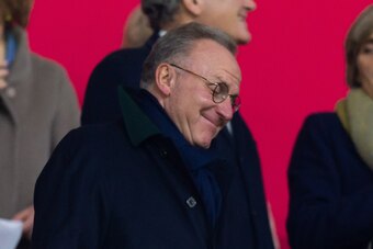 AMSTERDAM, NETHERLANDS - DECEMBER 12: Karl-Heinz Rummenigge of Bayern Muenchen looks on during the UEFA Champions League Group E match between Ajax and FC Bayern Muenchen at Johan Cruyff Arena on December 12, 2018 in Amsterdam, Netherlands. (Photo by TF-I