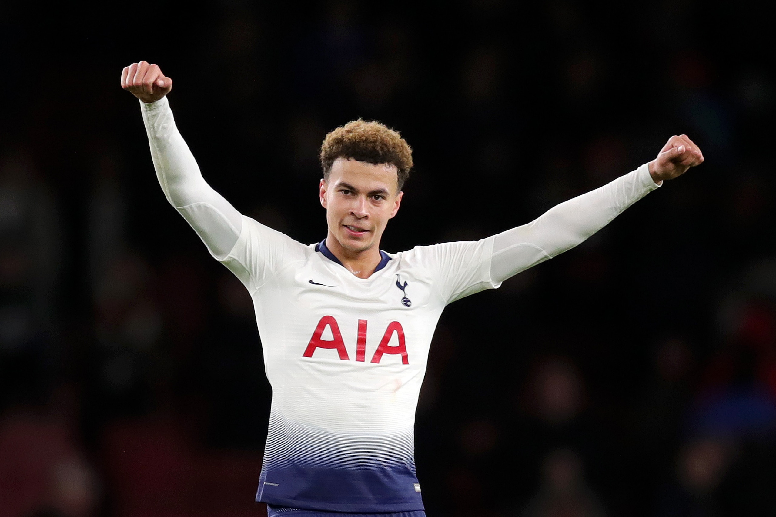 LONDON, ENGLAND - DECEMBER 19:  Dele Alli of Tottenham Hotspur celebrates after the Carabao Cup Quarter Final match between Arsenal and Tottenham Hotspur at Emirates Stadium on December 19, 2018 in London, United Kingdom.  (Photo by Alex Morton/Getty Imag