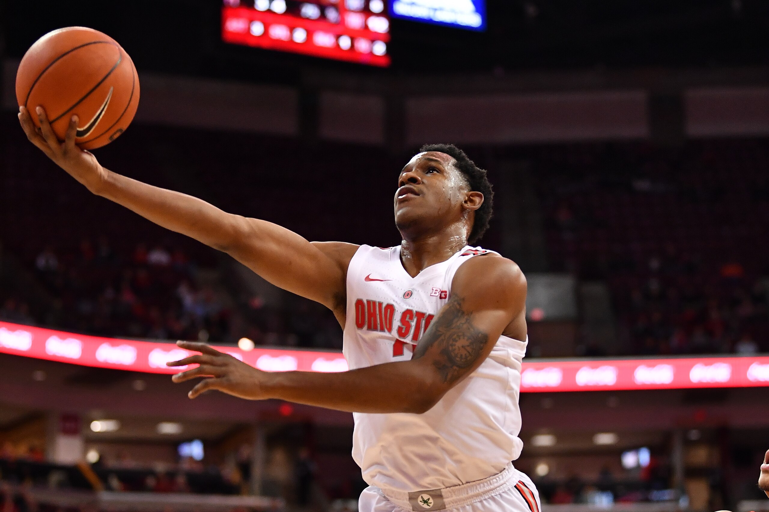 COLUMBUS, OH - DECEMBER 18:  C.J. Jackson #3 of the Ohio State Buckeyes controls the ball against the Youngstown State Penguins on December 18, 2018 at Value City Arena in Columbus, Ohio.  (Photo by Jamie Sabau/Getty Images)