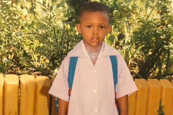 Danielle on his way to his first day of pre-school