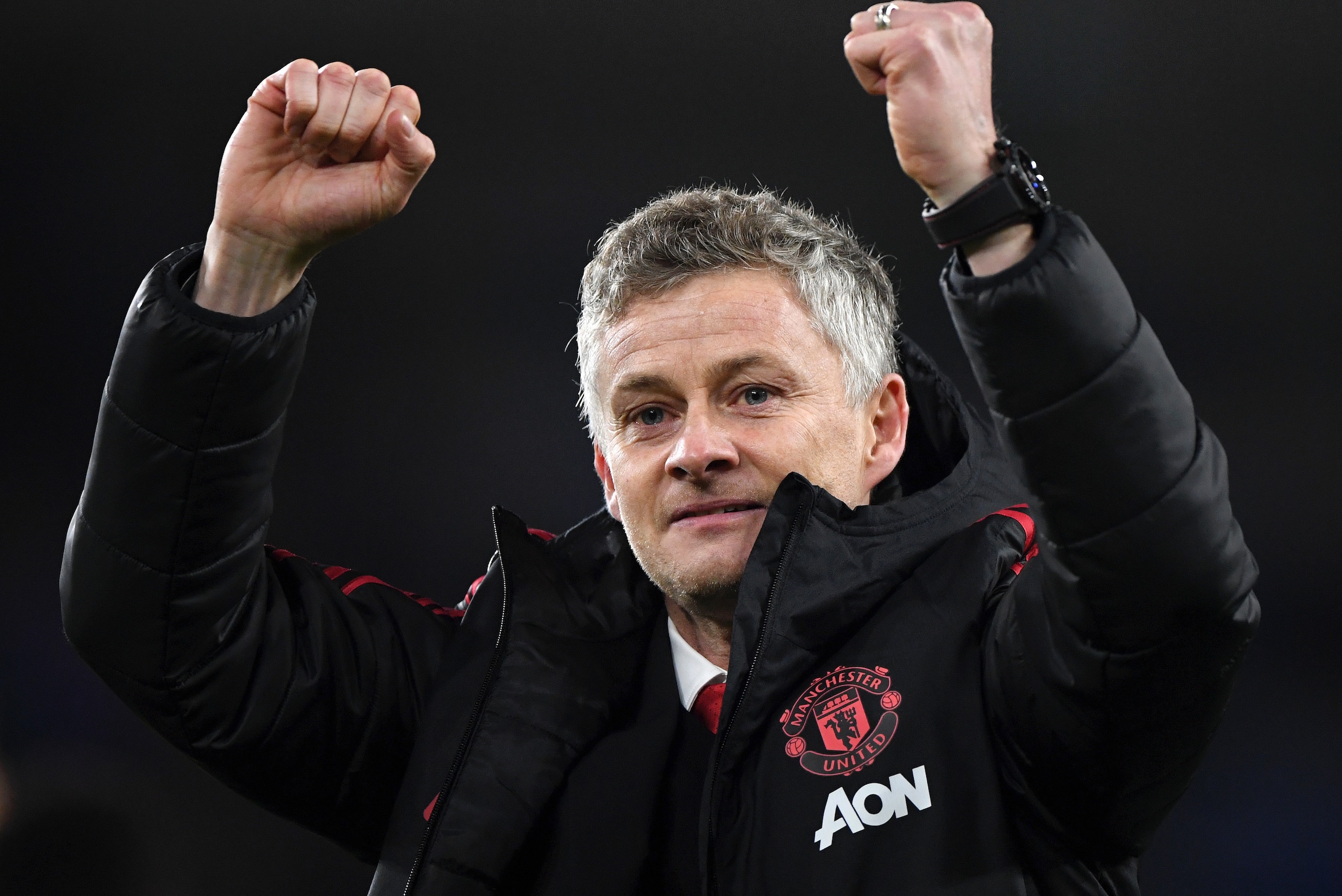CARDIFF, WALES - DECEMBER 22:  Ole Gunnar Solskjaer, Interim Manager of Manchester United celebrates after the final whistle of the Premier League match between Cardiff City and Manchester United at Cardiff City Stadium on December 22, 2018 in Cardiff, Un