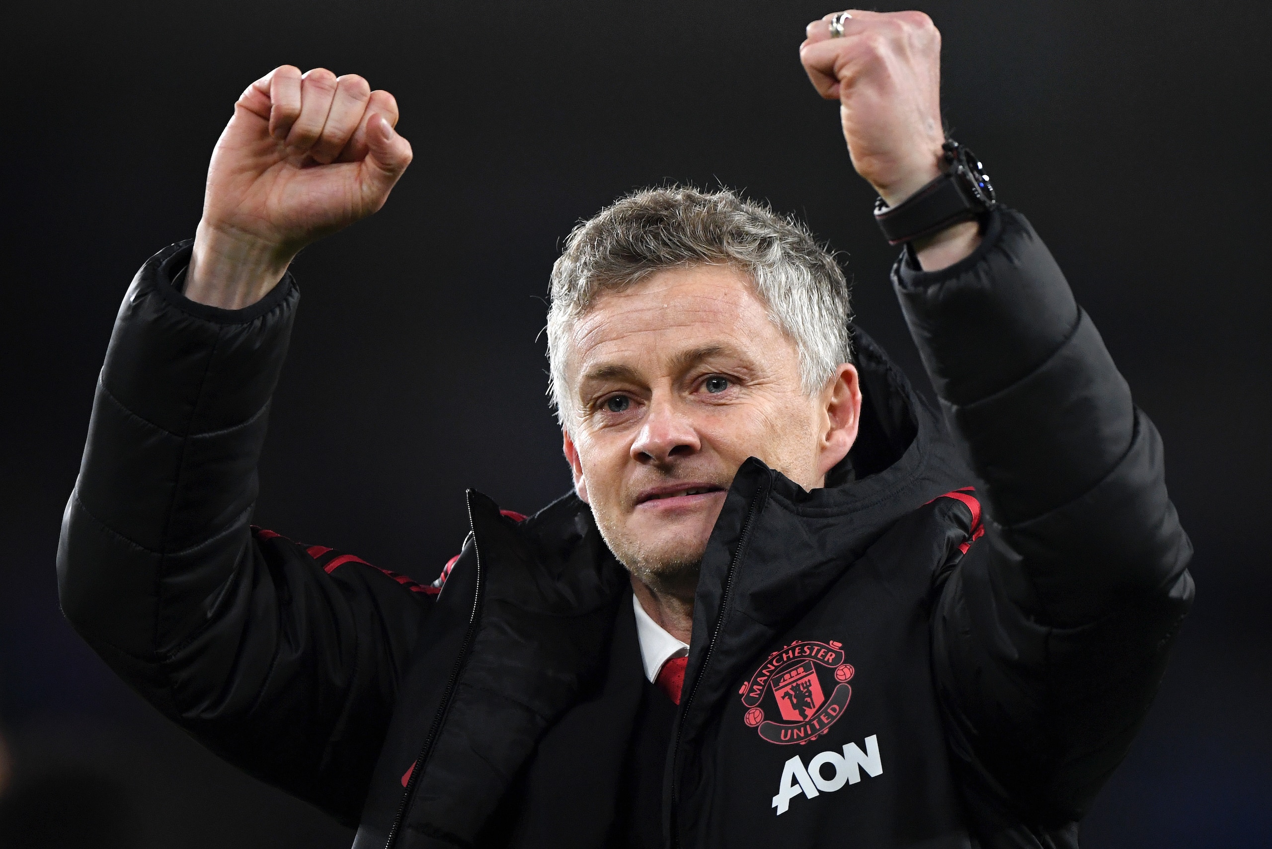 CARDIFF, WALES - DECEMBER 22:  Ole Gunnar Solskjaer, Interim Manager of Manchester United celebrates after the final whistle of the Premier League match between Cardiff City and Manchester United at Cardiff City Stadium on December 22, 2018 in Cardiff, Un