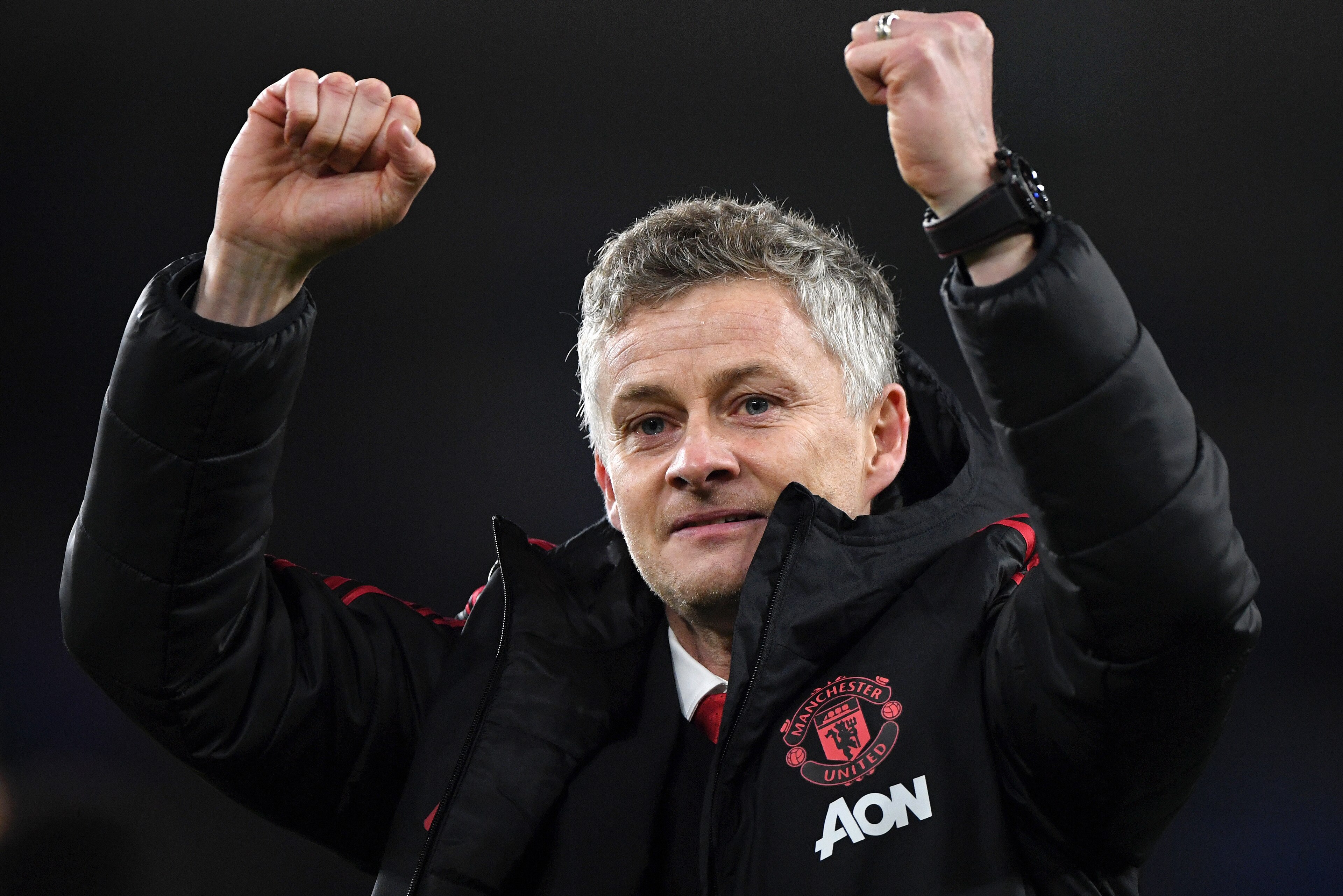 CARDIFF, WALES - DECEMBER 22:  Ole Gunnar Solskjaer, Interim Manager of Manchester United celebrates after the final whistle of the Premier League match between Cardiff City and Manchester United at Cardiff City Stadium on December 22, 2018 in Cardiff, Un