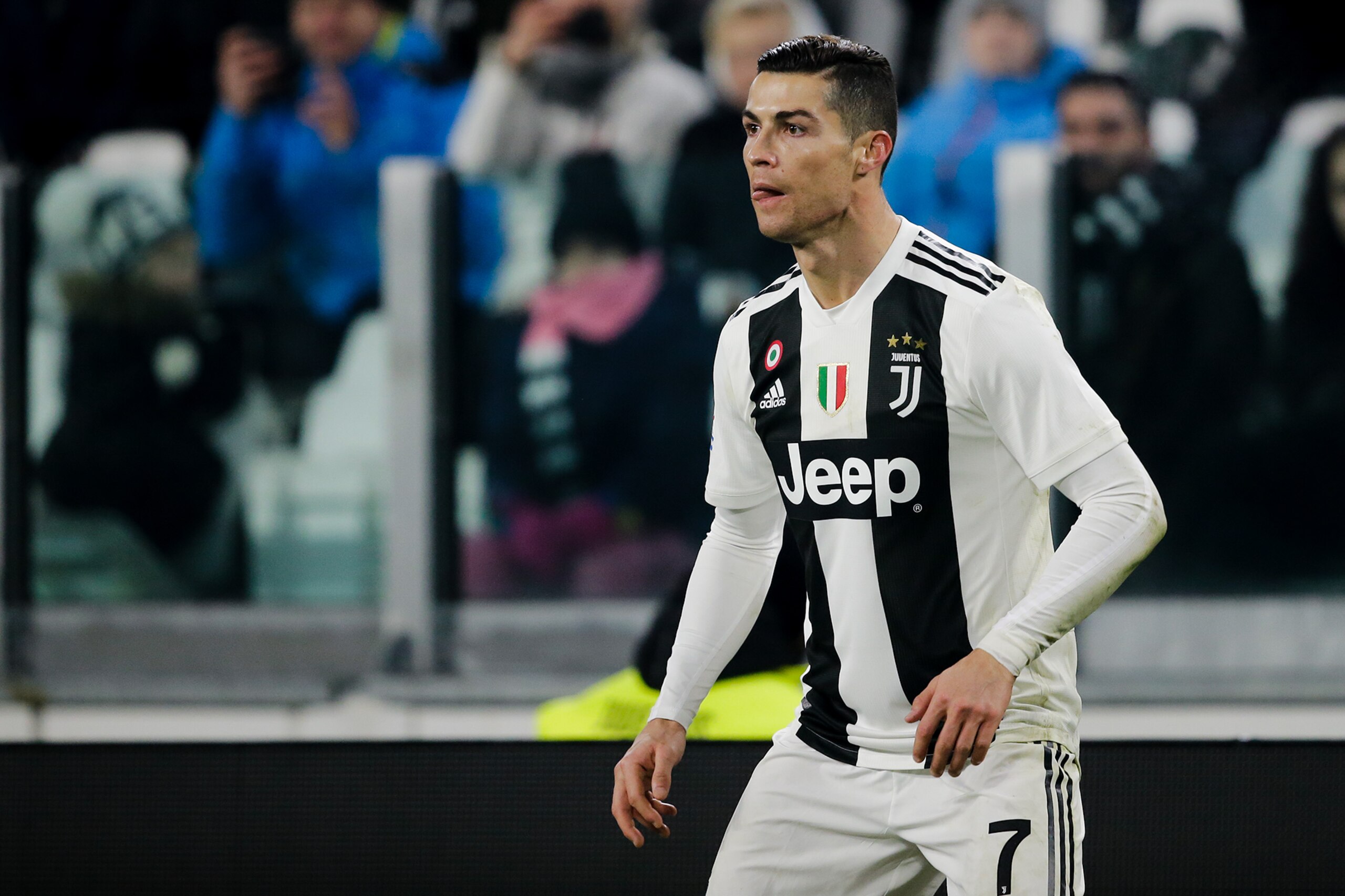 TURIN, ITALY - DECEMBER 22: Cristiano Ronaldo of Juventus during the Italian Serie A   match between Juventus v AS Roma at the Allianz Stadium on December 22, 2018 in Turin Italy (Photo by Erwin Spek/Soccrates/Getty Images)