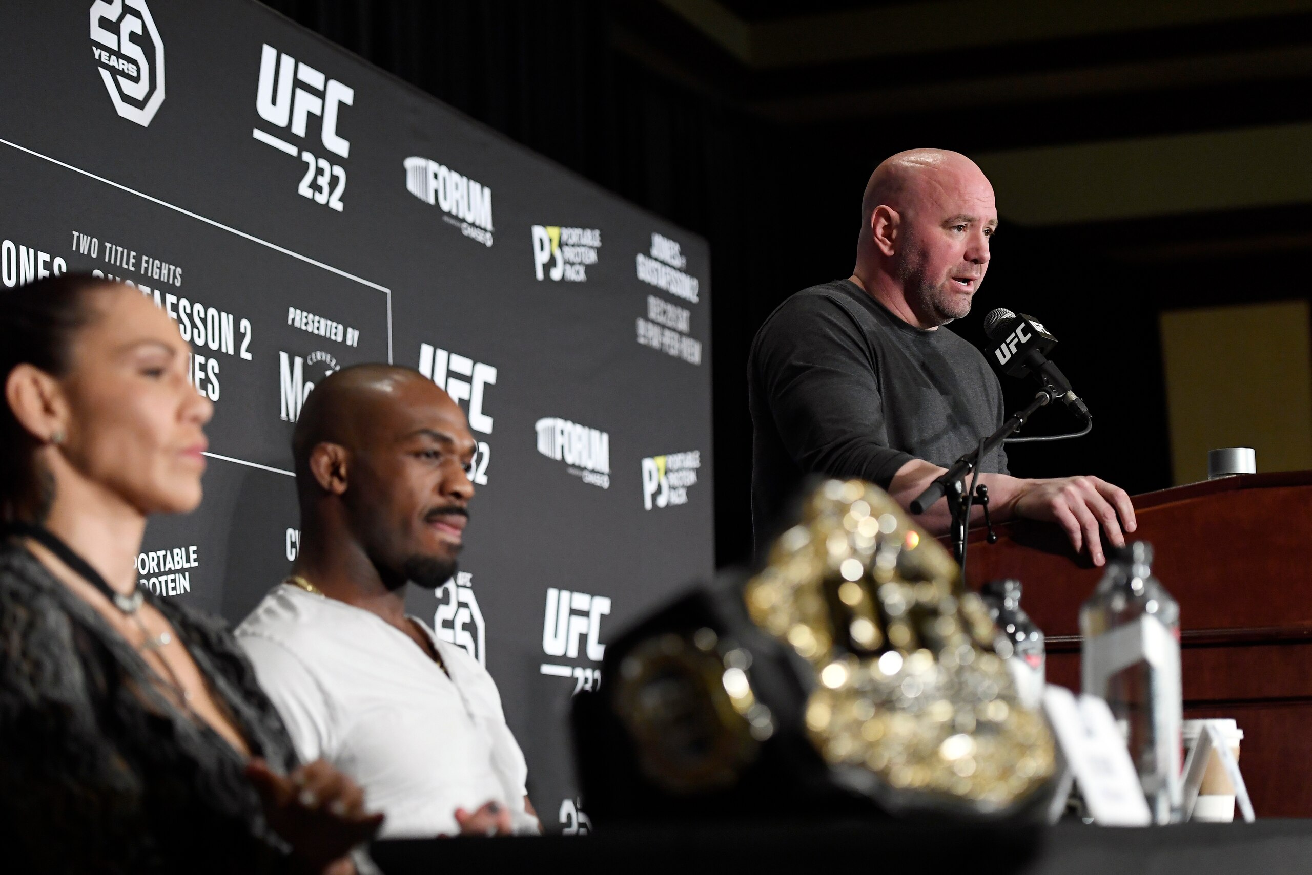 LOS ANGELES, CA - DECEMBER 27: UFC President Dana White speaks during the UFC 232 press conference on December 27, 2018 in Los Angeles, California. (Photo by Kevork Djansezian/Zuffa LLC/Zuffa LLC)