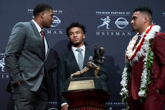 Kyler Murray won the 2018 Heisman Trophy over finalists Tua Tagovailoa and Dwayne Haskins.