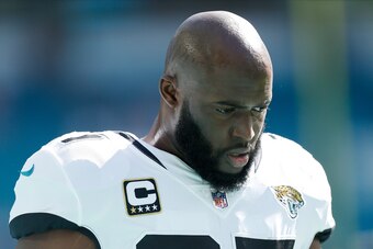 MIAMI, FL - DECEMBER 23:  Leonard Fournette #27 of the Jacksonville Jaguars looks on prior to the game against the Miami Dolphins at Hard Rock Stadium on December 23, 2018 in Miami, Florida.  (Photo by Michael Reaves/Getty Images)