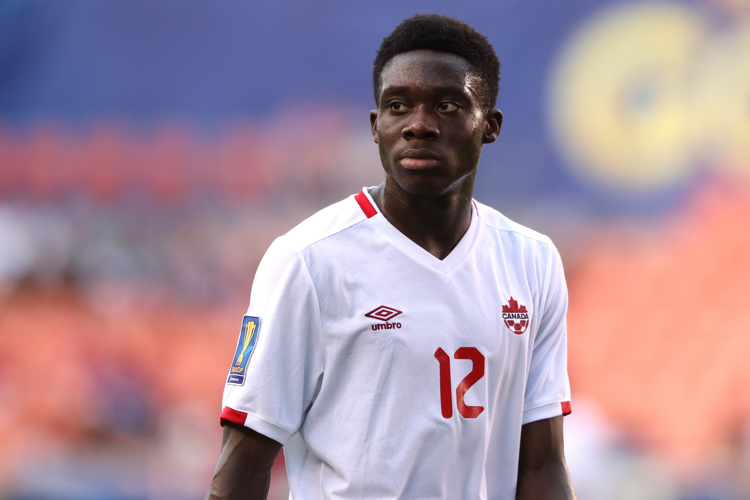 HOUSTON , TX - JULY 11: Alphonso Davies of Canada looks on during the 2017 CONCACAF Gold Cup Group A match between Costa Rica and Canada at BBVA Compass Stadium on July 11, 2017 in Houston, Texas. (Photo by Matthew Ashton - AMA/Getty Images) HOUSTON , TX - JULY 11: Alphonso Davies of Canada looks on during the 2017 CONCACAF Gold Cup Group A match between Costa Rica and Canada at BBVA Compass Stadium on July 11, 2017 in Houston, Texas. (Photo by Matthew Ashton - AMA/Getty Images)