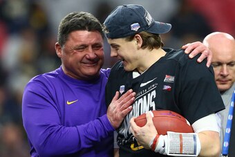 Joe Burrow and Coach Ed Orgeron
