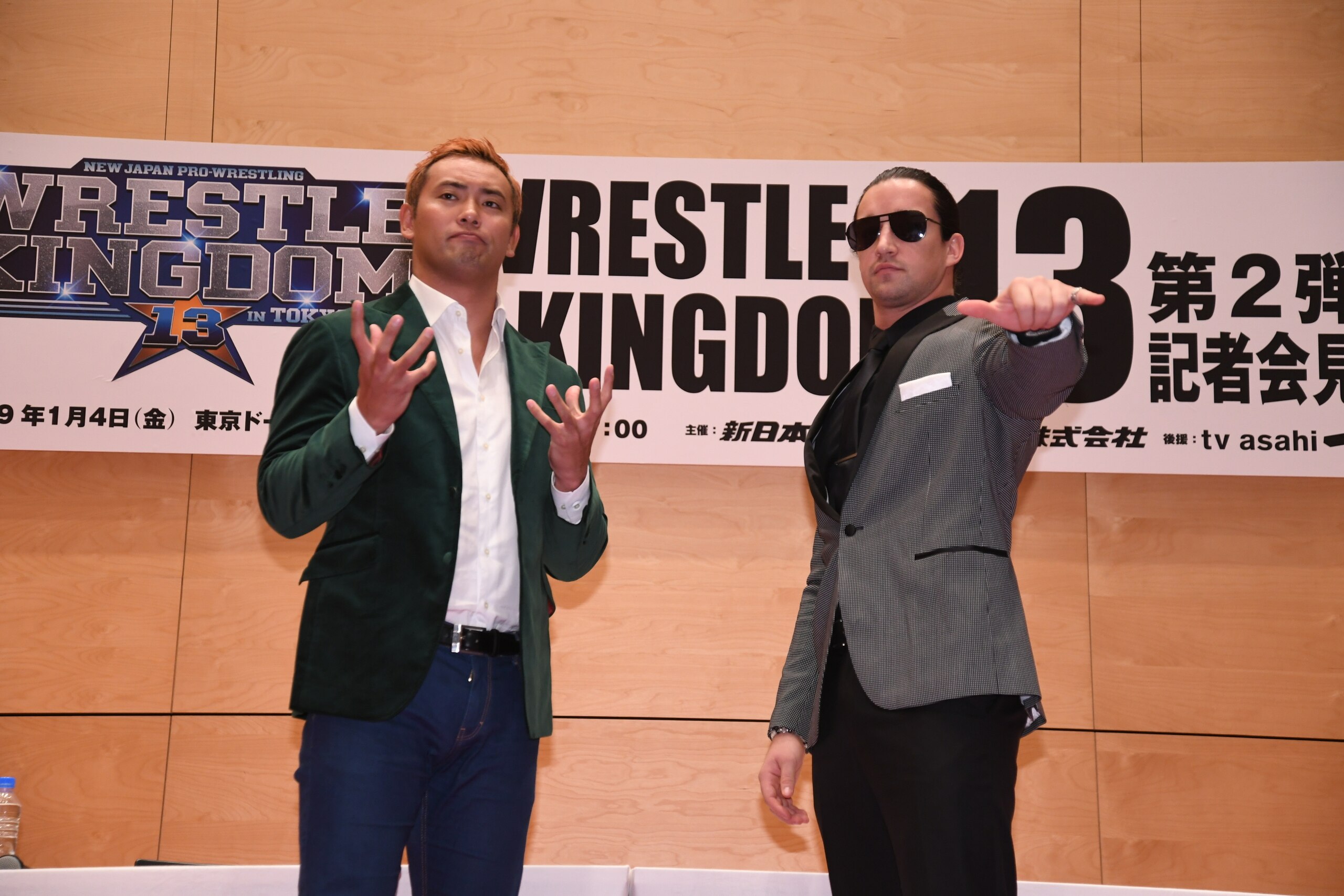 TOKYO, JAPAN - NOVEMBER 05: Kazuchika Okada and Jay White attend the Wrestling Kingdom 13 press conference on November 5, 2018 in Tokyo, Japan. (Photo by New Japan Pro-Wrestling/Getty Images) TOKYO, JAPAN - NOVEMBER 05: Kazuchika Okada and Jay White attend the Wrestling Kingdom 13 press conference on November 5, 2018 in Tokyo, Japan. (Photo by New Japan Pro-Wrestling/Getty Images)