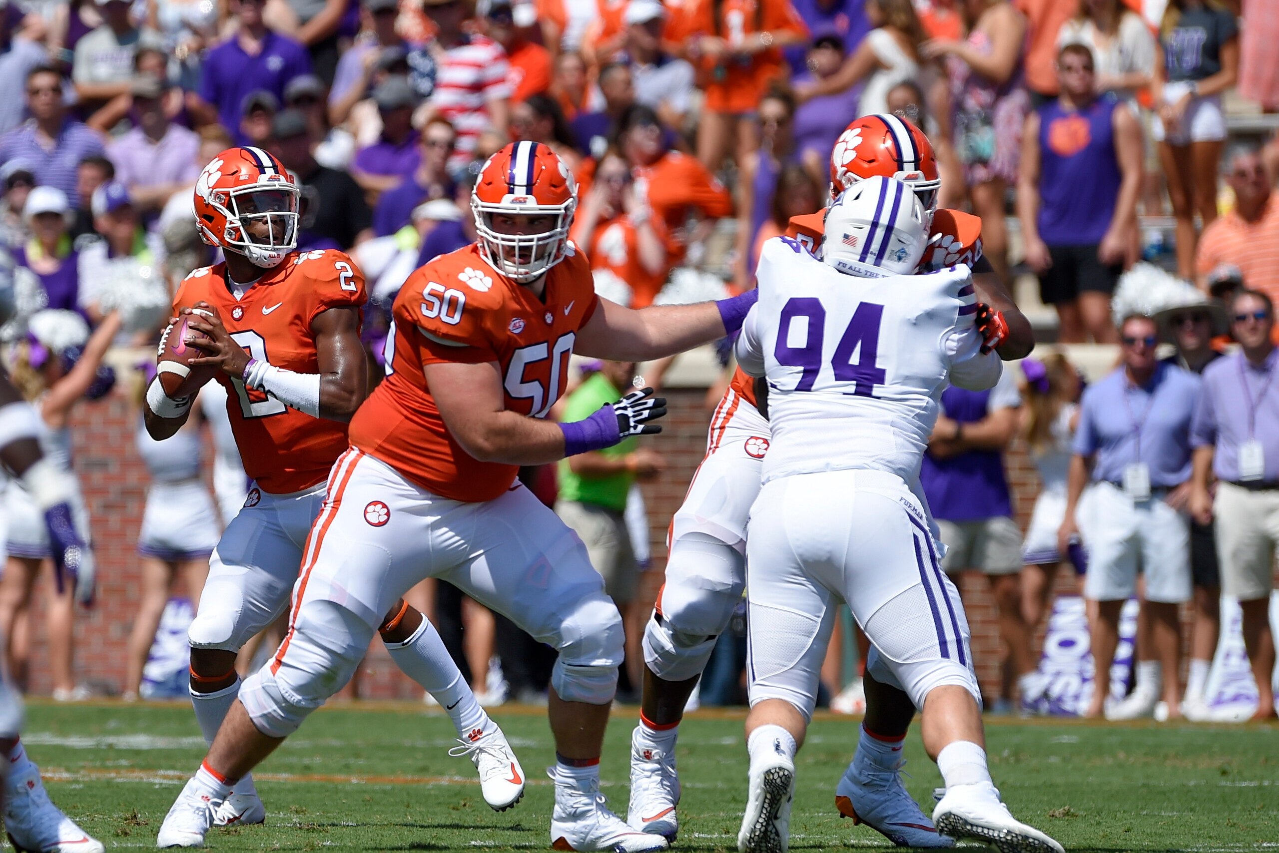 Clemson's Justin Falcinelli (50) will key the battle in the trenches. Clemson's Justin Falcinelli (50) will key the battle in the trenches.