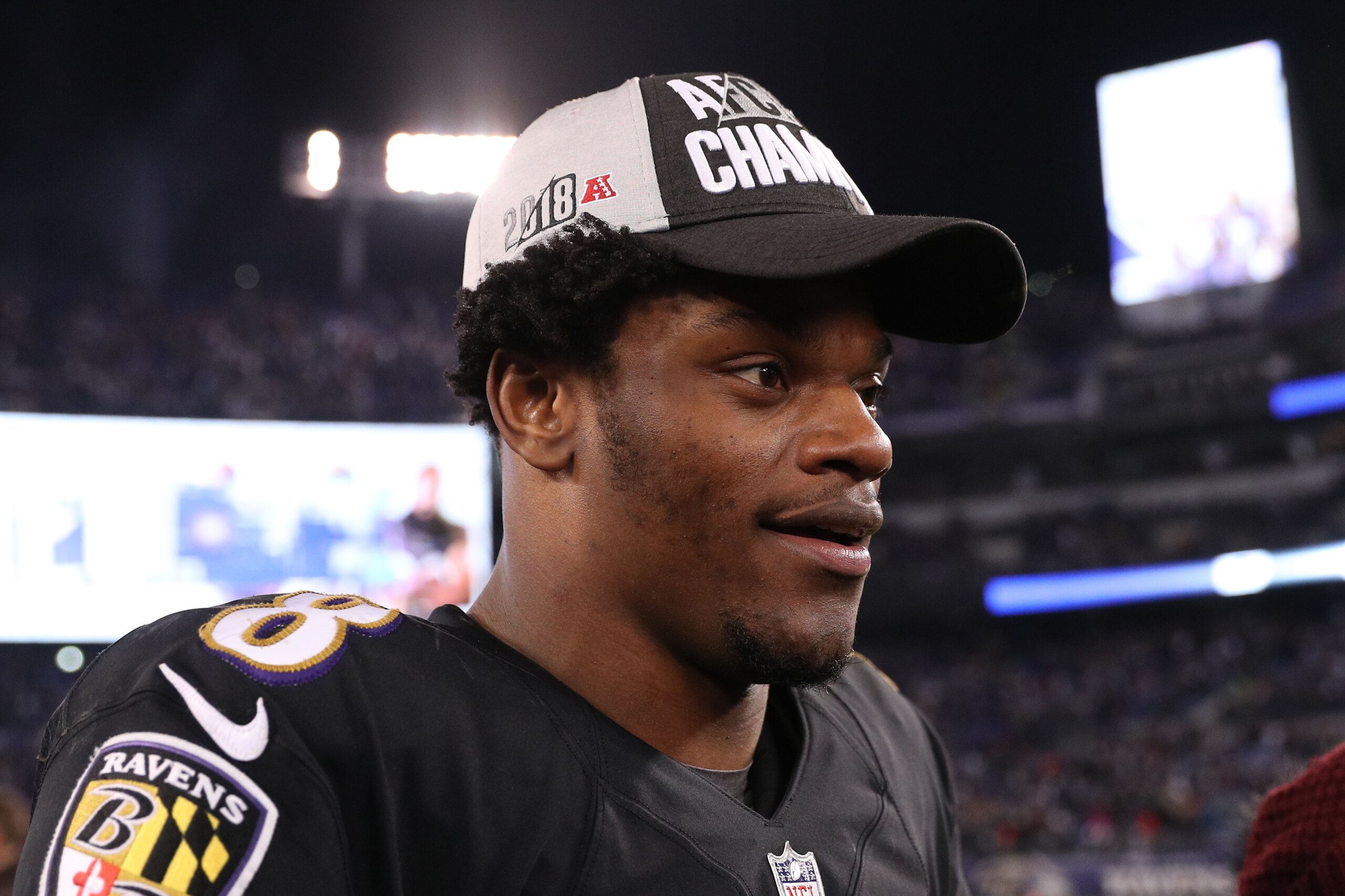BALTIMORE, MARYLAND - DECEMBER 30: Quarterback Lamar Jackson #8 of the Baltimore Ravens stands on the field after the Baltimore Ravens 26-24 win over Cleveland Browns at M&T Bank Stadium on December 30, 2018 in Baltimore, Maryland. (Photo by Patrick Smith BALTIMORE, MARYLAND - DECEMBER 30: Quarterback Lamar Jackson #8 of the Baltimore Ravens stands on the field after the Baltimore Ravens 26-24 win over Cleveland Browns at M&T Bank Stadium on December 30, 2018 in Baltimore, Maryland. (Photo by Patrick Smith