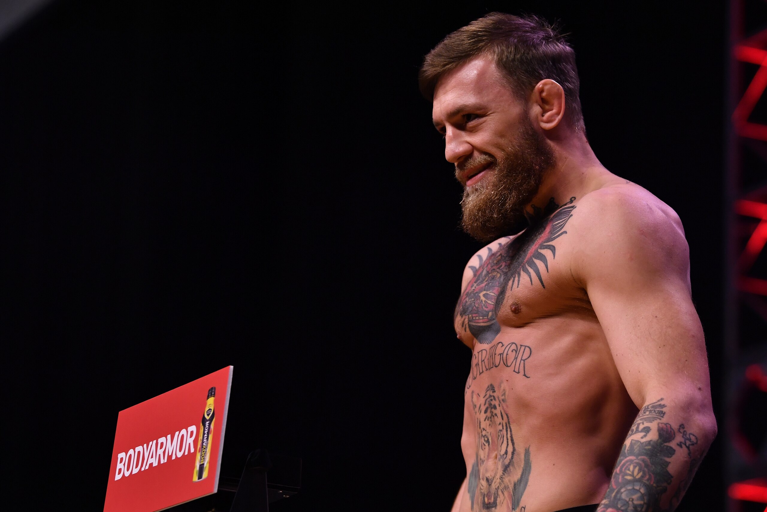 LAS VEGAS, NV - OCTOBER 05: Conor McGregor of Ireland poses on the scale during the UFC 229 weigh-in inside T-Mobile Arena on October 5, 2018 in Las Vegas, Nevada. (Photo by Brandon Magnus/Zuffa LLC/Zuffa LLC via Getty Images) LAS VEGAS, NV - OCTOBER 05: Conor McGregor of Ireland poses on the scale during the UFC 229 weigh-in inside T-Mobile Arena on October 5, 2018 in Las Vegas, Nevada. (Photo by Brandon Magnus/Zuffa LLC/Zuffa LLC via Getty Images)