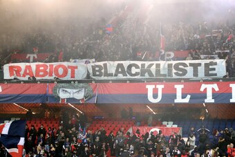 PARIS, FRANCE - DECEMBER 22:  Ultra fan
of Paris Saint-Germain react to the exclusion of Adrien Rabiot (not pictured) by PSG management during the French Ligue 1 match between Paris-Saint Germain and FC Nantes at Parc des Princes on December 22, 2018 in P